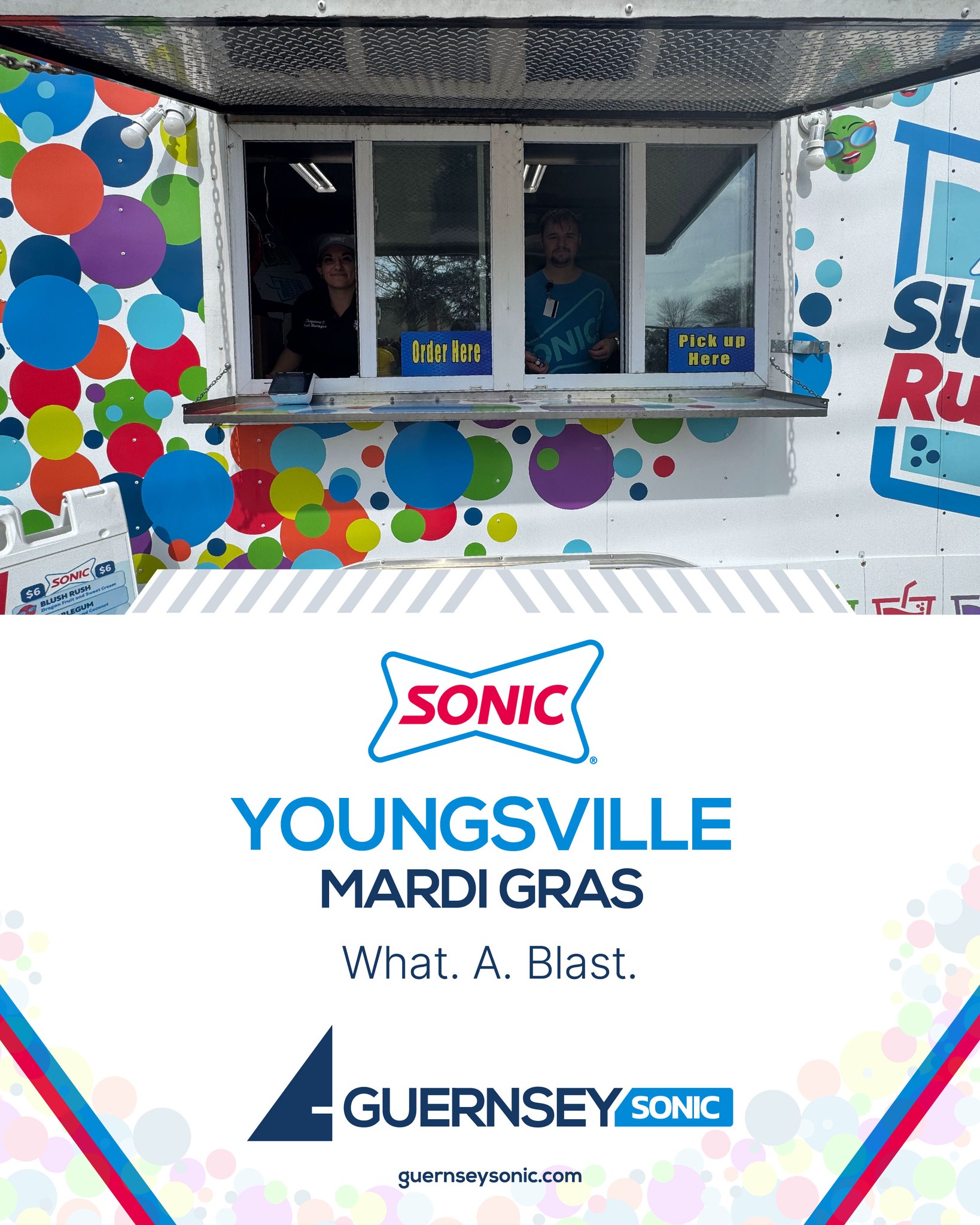 From beads to bold flavors, Youngsville Mardi Gras was one for the books!
Thank you to everyone who stopped by and celebrated with us.
Proud of our team for representing Guernsey Sonic in full force!
Learn more about our teams and careers: https://www.guernseysonic.com/career
#GuernseySonic #SonicDriveIn #YoungsvilleMardiGras #MardiGras #TeamPride