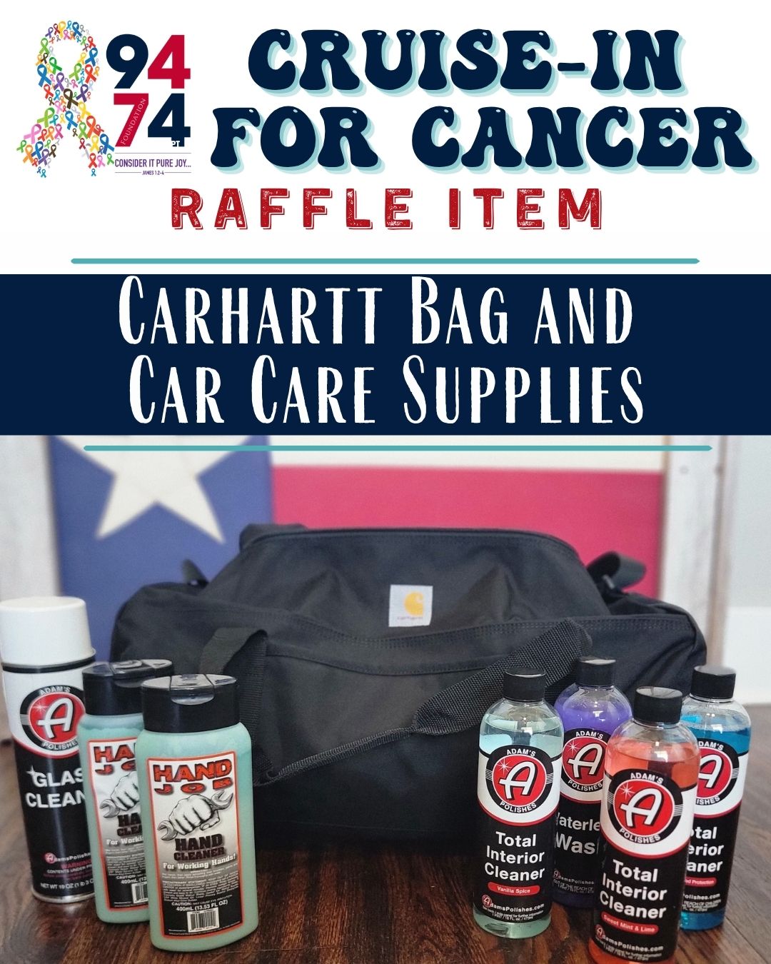 What's a better raffle prize at a car show than a Carhartt bag full of car care supplies and 4 gearhead t-shirts? Come "cruisin" with us for a chance to win this on Saturday during our Cruise-In for Cancer!
The bag was generously donated by @bsnsports and the car care items and t-shirts by Hometown Hot Rodder
#cruiseinforcancer2026