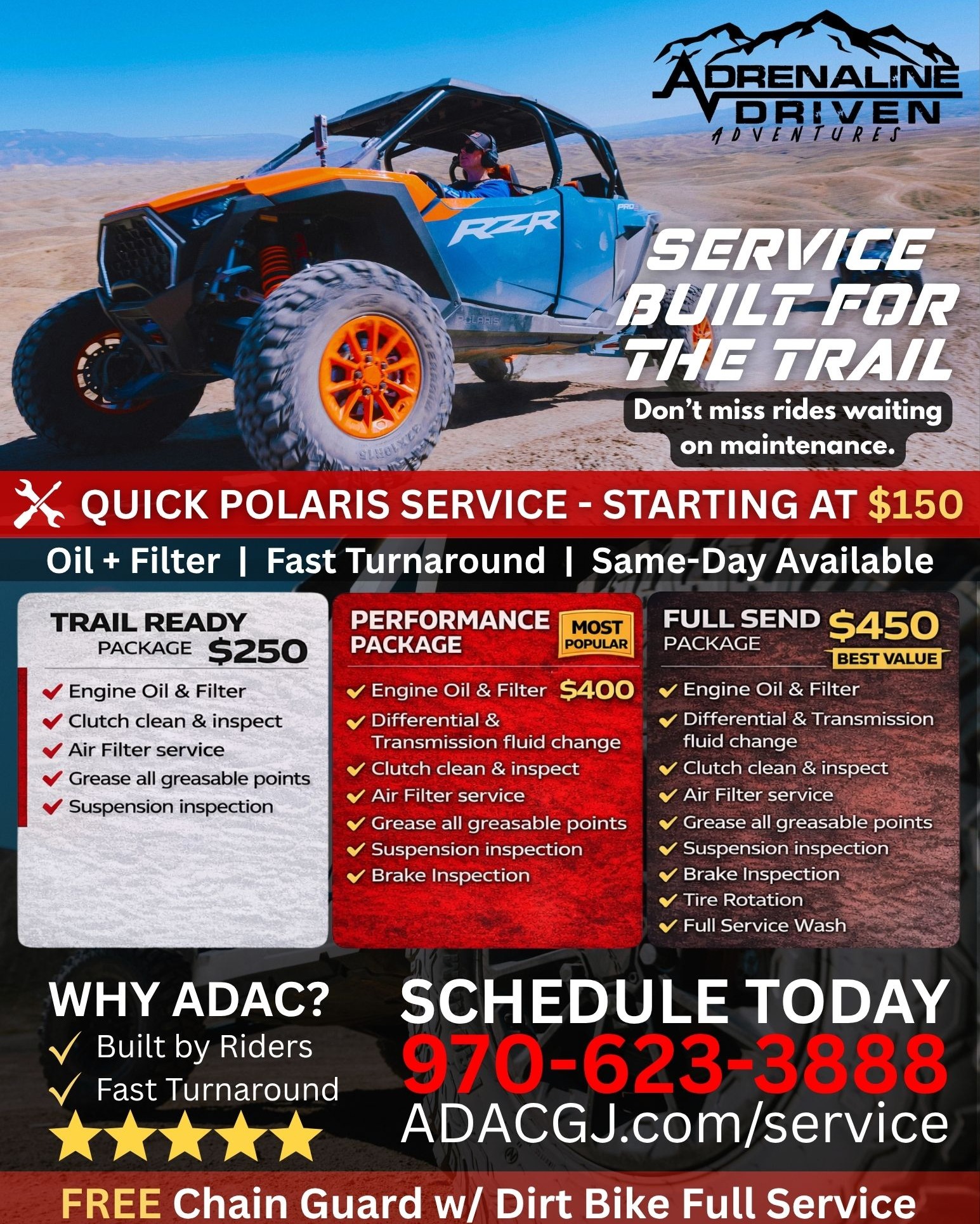 Nothing worse than this 👇
You’re ready to ride…
and your machine isn’t.
Dead battery. Dirty oil. Missed rides.
We fix that. FAST.
✔ Oil Changes starting at $150
✔ Same-Day Availability
✔ Built by riders, for riders
If you ride… you already know 👇
Maintenance isn