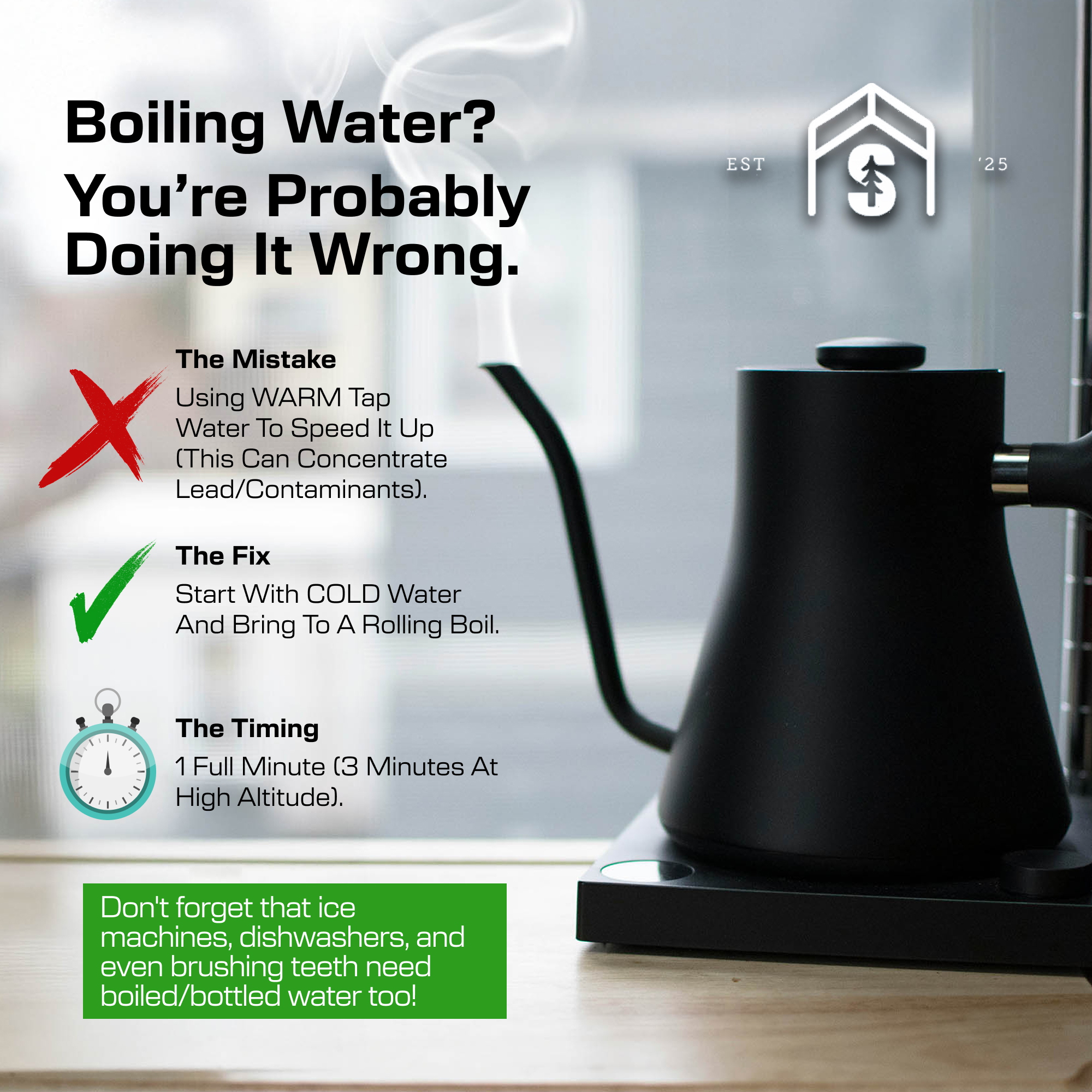 A "Boil Water Notice" isn't just a suggestion, it's a safety requirement.
🧪 Don't let these common mistakes put your health at risk.
Be Prepared, Not Panicked.
#TheSuburbanSurvivalist #SuburbanSurvivalist
#WaterSafety #BoilWaterNotice #HealthTips #SpringFloods #SurvivalHacks #CleanWater