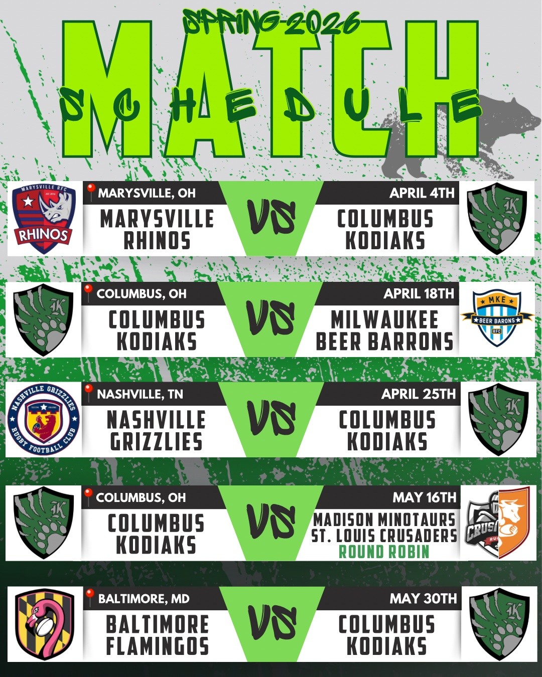 Updated schedule for the season!! We can't wait to start playing. 🏉 Come out and cheer us on 📣... And it's never too late to join us and start learning either! You can play at one of our games, just join us at an upcoming practice!