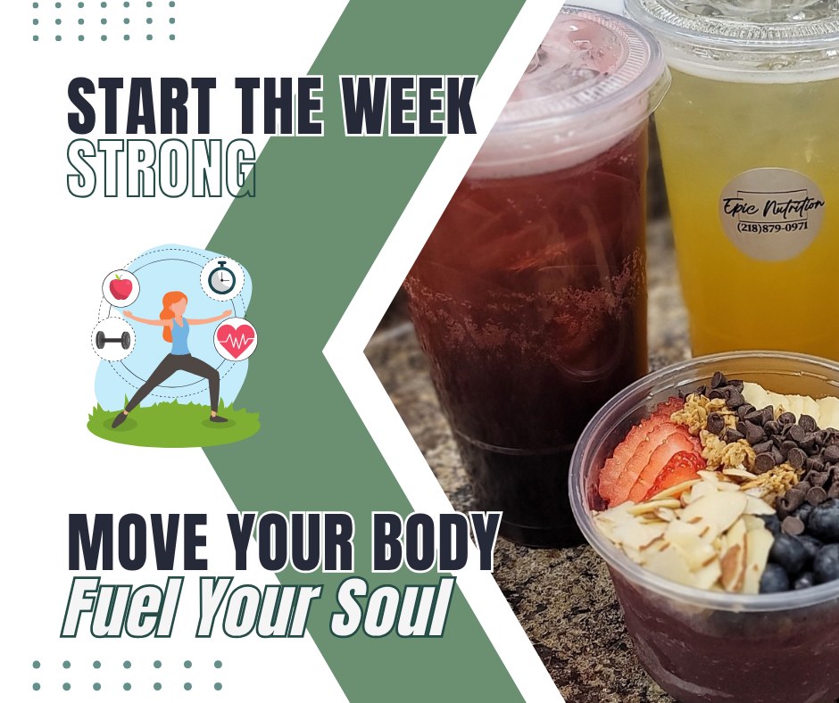 Monday is your fresh start, and we’re here to help you kick it off right. 💚
Whether you're heading to work, the gym, or just tackling a busy day… fuel your body with something that makes you feel GOOD.
🥤 Clean energy
💪 Protein-packed shakes
🌈 Feel-good flavors
⚡ No crashes...just EPIC vibes
Stop in, grab your favorite, and let’s make this a strong start together.
You’ve got goals… we’ve got the fuel. 🙌
Who’s starting their Monday with us today? 👇
#EpicNutrition #StartStrong #MondayFuel #HealthyEnergy #FeelGoodFuel #MoveYourBody #FuelYourSoul