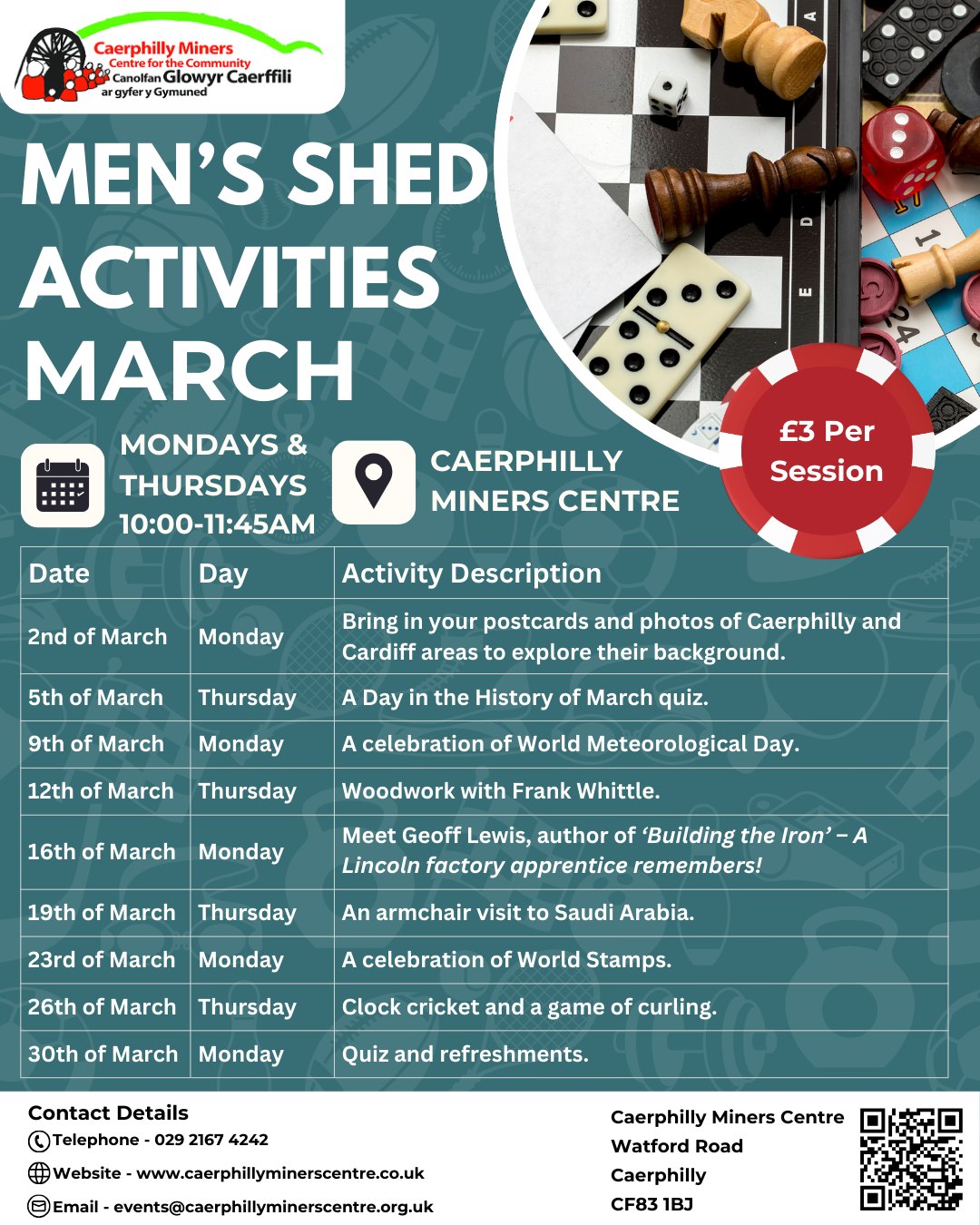 🛠️Men's Shed March Activities 🌼
🛠️ Gweithgareddau Men's Shed – Mawrth 🌼