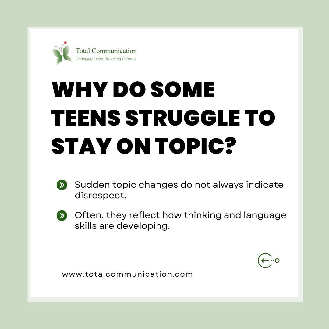 Some teens speak before their thoughts are fully organised.
Swipe to explore
To learn more, contact us.
Call/WhatsApp: +65 9115 8895
Visit our website: www.totalcommunication.com.sg
#LanguageDevelopment #SpeechSupport #CommunicationMatters #EducationalTherapy #TeenGrowth