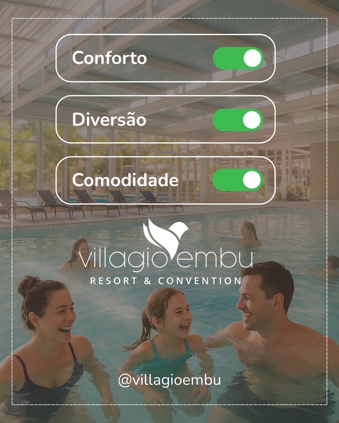 ✨ Conforto, diversão e comodidade em um só lugar! ✨
No Villagio Embu, cada detalhe é pensado para você viver momentos inesquecíveis. 💛
Relaxe em um ambiente acolhedor, aproveite nossa estrutura de lazer e curta dias de tranquilidade com quem você ama.
🏊♀️ Piscinas para todos os momentos
🌿 Contato com a natureza
🍽️ Gastronomia que encanta
🛌 Conforto que faz você querer ficar mais
Seja para descansar ou se divertir, aqui é o destino perfeito!
📅 Ainda dá tempo de fazer sua reserva!
#VillagioEmbu #DescansoPerfeito #TurismoSP #ViagemComConforto #LazerCompleto #FinalDeSemana #Hospedagem #Natureza #ViagemDosSonhos