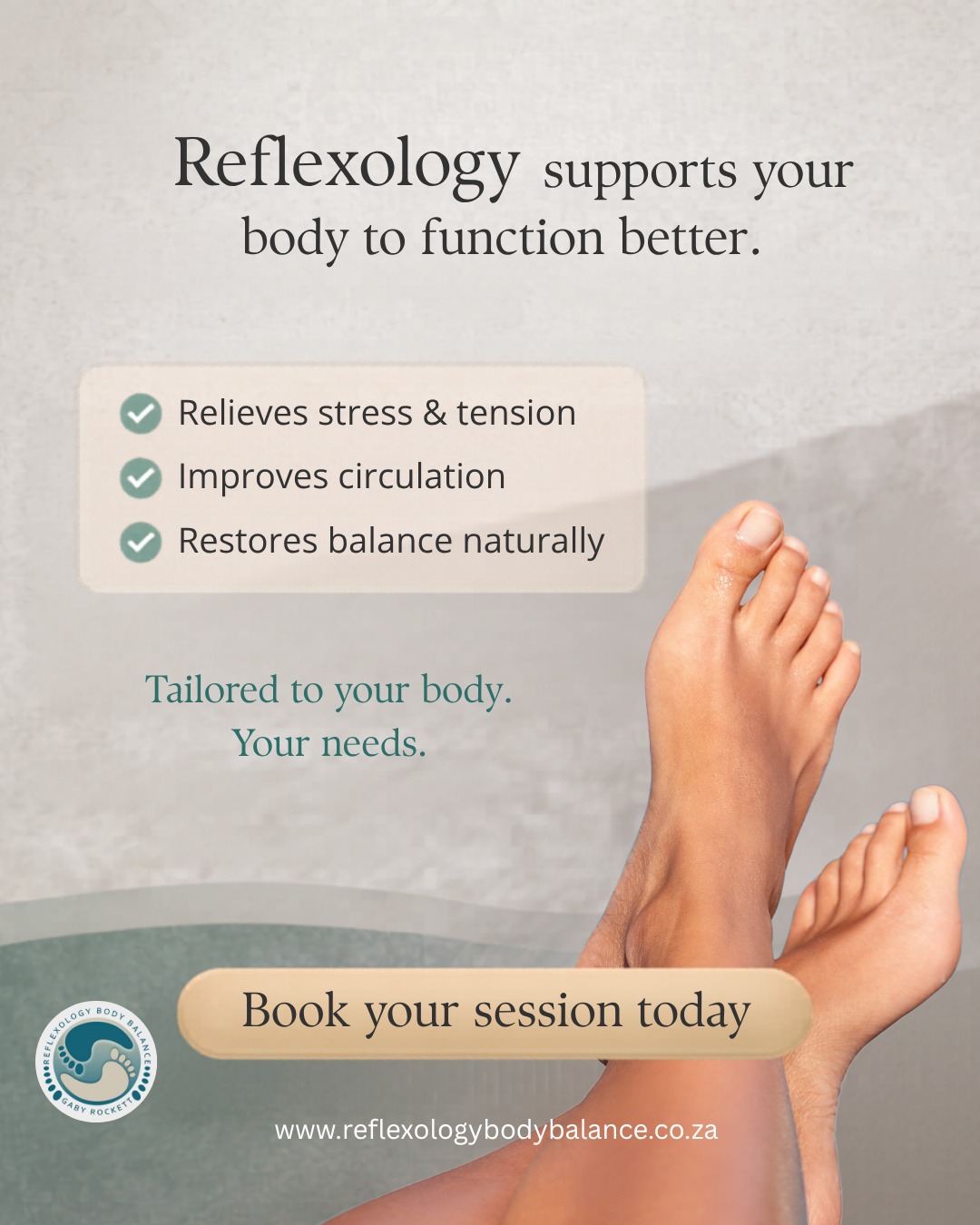 There’s a difference between just “relaxing”…
and your body actually resetting.
When your body feels supported, everything shifts:
✨ tension softens
✨ circulation improves
✨ your mind becomes quieter
That’s the power of reflexology — working with your body, not against it.
At Reflexology Body Balance, every session is tailored to you.
Because no two bodies… and no two stress levels… are the same.
🌿 Book your session:
www.reflexologybodybalance.co.za
#reflexologybodybalance #reflexologist #reflexology #randparkridge