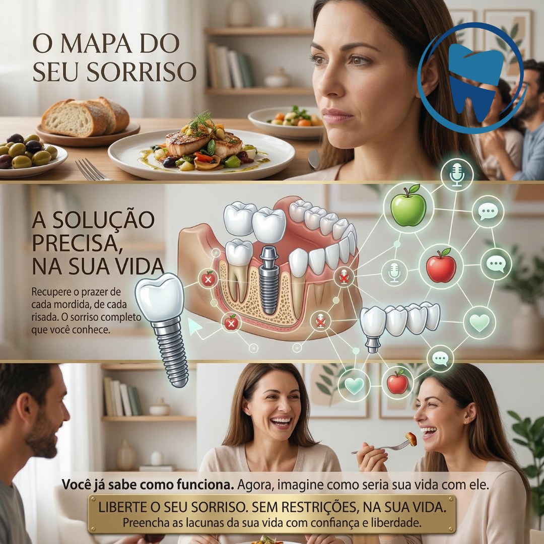 Você já parou para pensar em como algo simples pode fazer falta?
Morder um alimento com segurança.
Sorrir sem preocupação.
Conversar sem esconder o sorriso.
Quando um dente é perdido, muitas pessoas acabam mudando hábitos sem perceber: evitam certos alimentos, sorriem menos ou passam a mastigar apenas de um lado.
Mas hoje a odontologia oferece soluções que devolvem funcionalidade, estética e confiança.
Com os implantes dentários, é possível recuperar o prazer de comer, falar e sorrir com segurança novamente.
Na Clínica de Odontologia Avançada Studio Oral Dra. Wellvytha, no bairro Santo Agostinho em Belo Horizonte, realizamos um planejamento cuidadoso para devolver ao paciente um sorriso completo e natural.
Porque sorrir bem é viver melhor.
📍 Studio Oral Dra. Wellvytha
Santo Agostinho – Belo Horizonte
📲 Agendamentos pelo WhatsApp
31 99568-0983
Liberte o seu sorriso.
Sem restrições na sua vida.