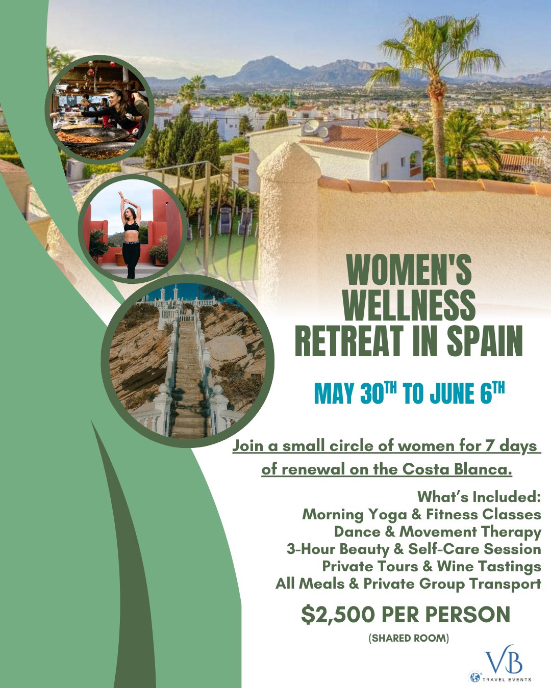 All-Inclusive Wellness in Alicante ✨🇪🇸
Trade your "to-do" list for a villa on the Costa Blanca. Join VB Travel for a curated escape of yoga, wine, and total renewal. 🇪🇸✨
When: May 30 – June 6
Price: $2500 (Everything included!)
The VIPs: Private transport, food tours, & 3-hour beauty care. 🚐🍷
Just book your flight to Alicante—we handle the rest.
Limited spots available.
#WellnessRetreat #YogaRetreat2026 #LuxuryTravel #BoutiqueTravelAgency #WomensRetreat #TravelWithPurpose #SisterOwnedBusiness #VBTravel #WomenWhoTravel #GirlsTripSpain #SelfCareJourney #WomenWhoTravel #yogaretreat2026 #WellnessEscape #MindfulTravel #allinclusive
