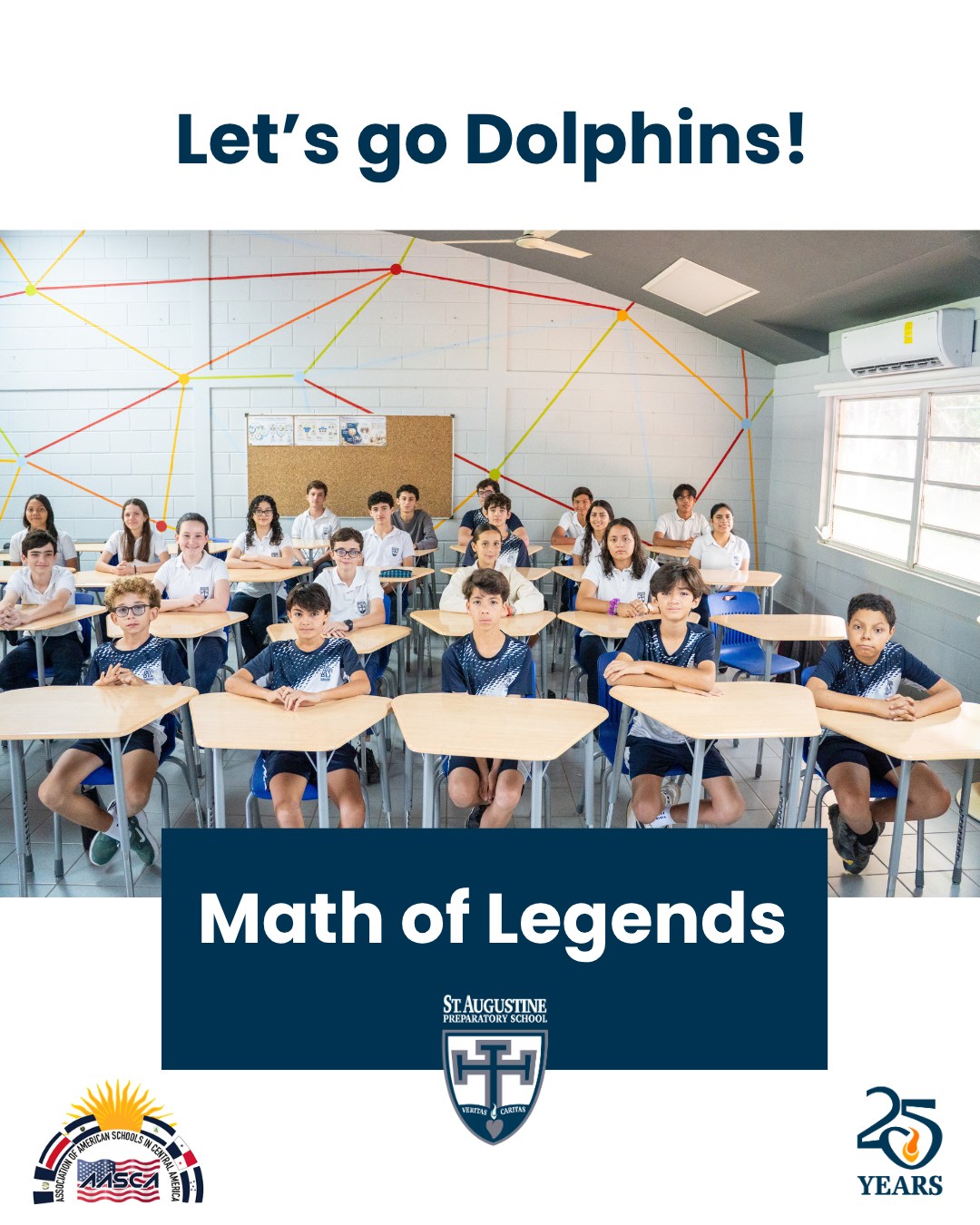 Let's go Dolphins, let's go! Our students in Middle School and High School are participating once again in this year's AASCA Math of Legends Competition! We wish them the best of luck! #GoDolphins #BuildingKnowledge #TopAcademicSchool