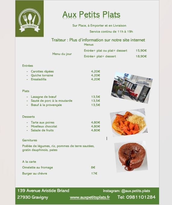 Menu du jour mardi 24 mars.