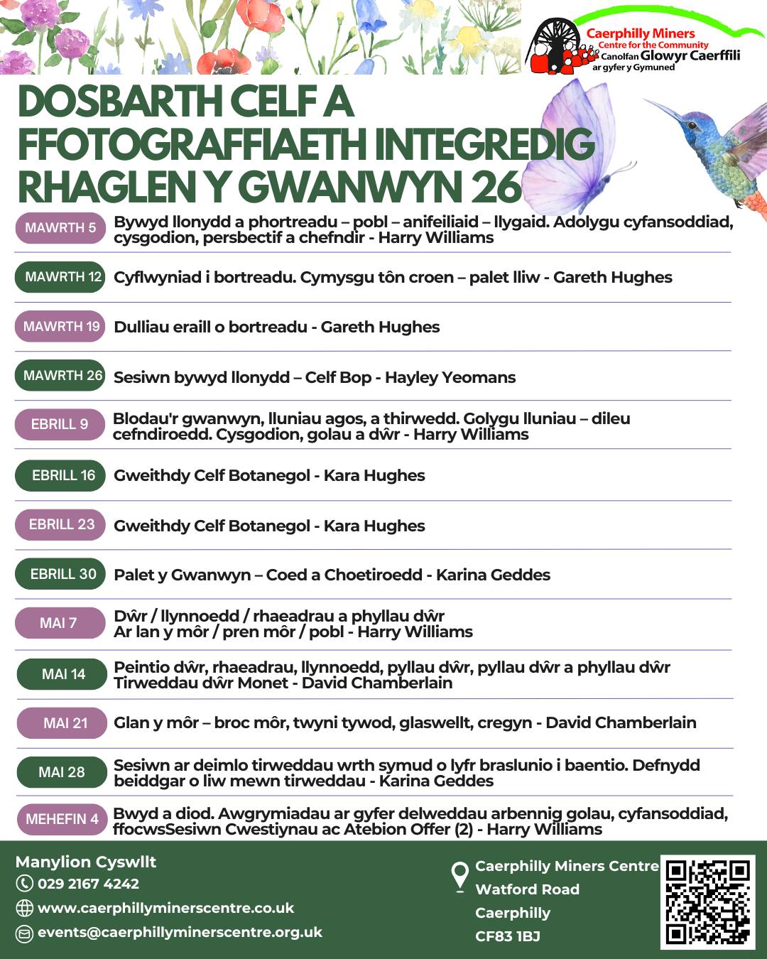 Art & Photography Classes – Spring Programme 🌸🌹☀️
We now have space for new members in both our photography and art classes!
Enquiries: events@caerphillyminerscentre.org.uk
Spring Programme:
📅 Every Thursday, 6:30–8:30 PM at Caerphilly Miners Centre
Upcoming Sessions:
Photography: 9 April
Art: 16, 23 & 30 April
⚠️ Please note: there will not be a class on 2 April.
Dosbarthiadau Celf a Ffotograffiaeth – Rhaglen y Gwanwyn 🌸🌹☀️
Mae gennym le i aelodau newydd yn ein dosbarthiadau ffotograffiaeth a chelf nawr!
Ymholiadau: events@caerphillyminerscentre.org.uk
Rhaglen y Gwanwyn:
📅 Bob dydd Iau, 6:30–8:30 PM yng Nghanolfan Glowyr Caerffili
Sesiynau i Ddod:
Ffotograffiaeth: 9 Ebrill
Celf: 16, 23 a 30 Ebrill
⚠️ Noder: ni fydd dosbarth ar 2 Ebrill.
