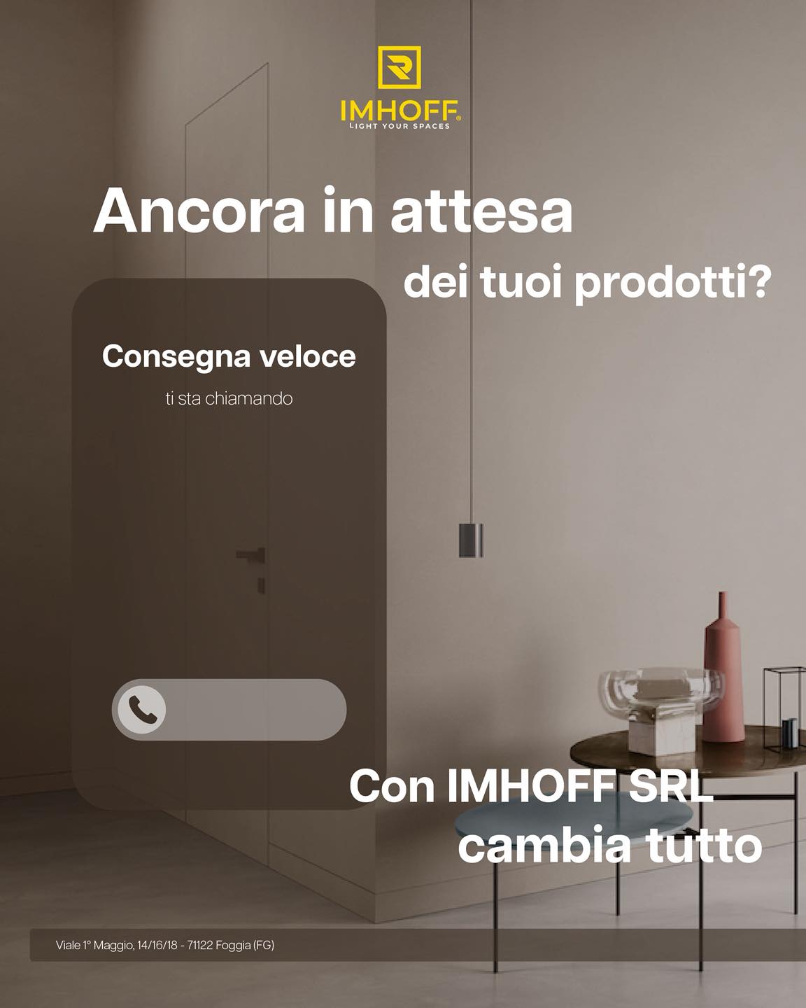 🚀 Veloci. Precisi. Imhoff Srl.
Non è solo design. È esperienza.
Con Imhoff Srl porti a casa il meglio senza aspettare:
✔️Spedizioni rapide
✔️Prodotti disponibili e pronti a partire
✔️Assistenza clienti
Ogni dettaglio arriva da te…nel minor tempo possibile.
Perché il design non può aspettare.
Scopri ora https://www.imhoffsrl.it
#imhoff #imhoffsrl #foggia #garofoli #sckfinestrestore #designitaliano #interiordesign #arredo #porte #intere #porteinterne #infissi #qualità