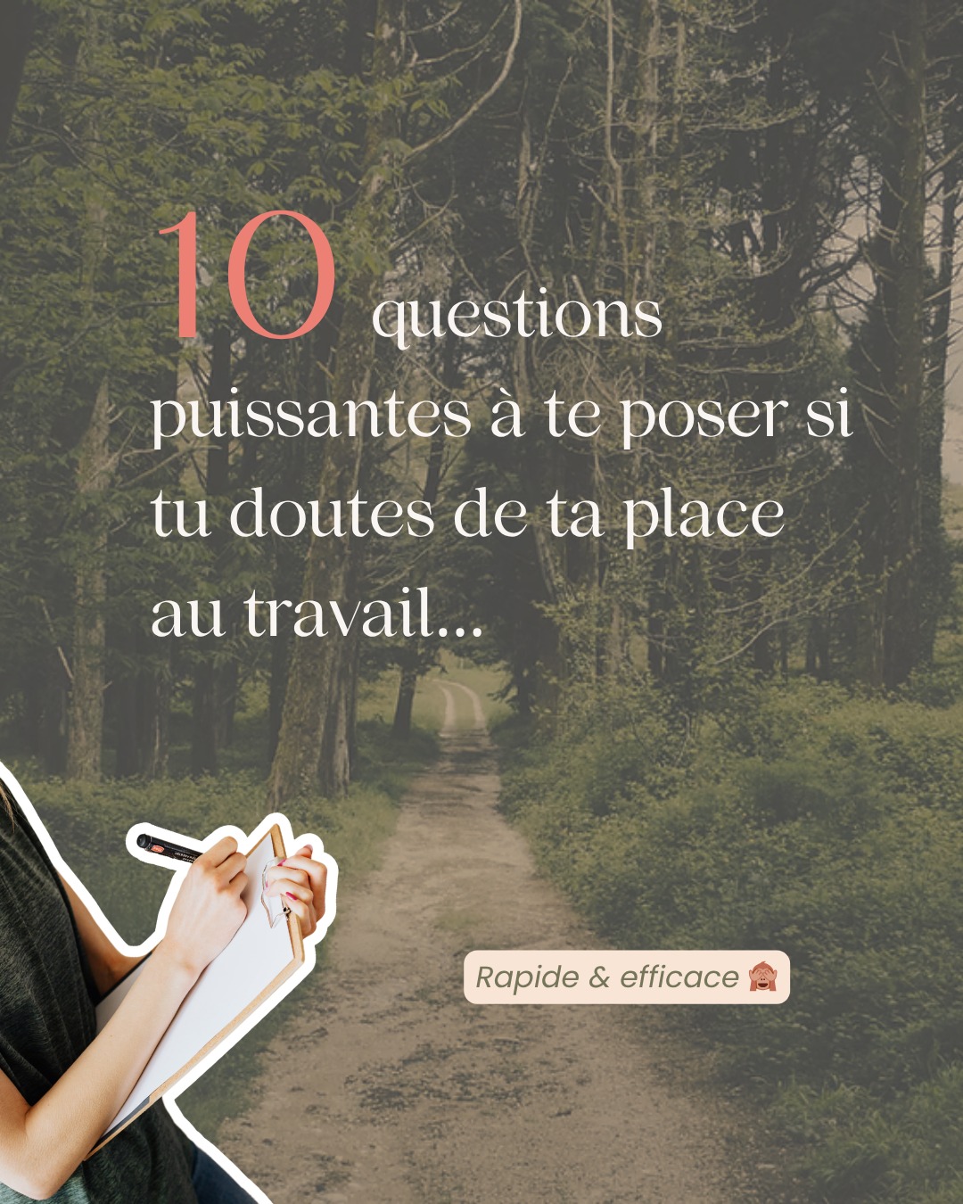 La question #9 est plutôt révélatrice 👀
Alors, ça a donné quoi pour toi cette petite introspection ?
Combien de Oui et combien de Non ?
👉 Tu peux continuer à te poser les bonnes questions sur ta vie professionnelle et tes envies de reconversion en t’abonnant à mon compte @slowin.audrey