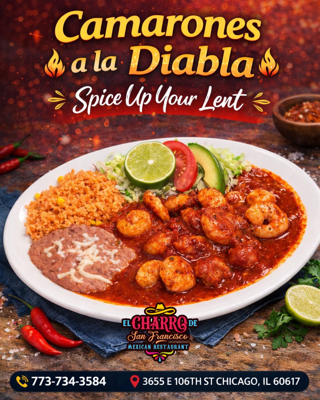 Bold, spicy, and full of flavor — our Camarones a la Diabla are made for those who crave something with real kick. 🌶️🔥
Don’t settle for boring this season… spice it up the right way.
📍 Visit us at El Charro de San Francisco
📞 773-734-3584
#elcharrodesanfrancisco #spicyfood #restaurantechicago #camaronesaladiabla #Lent2026 #cuaresma2026