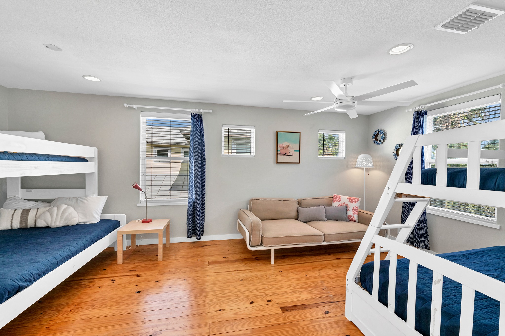 The bunk room tends to become kid headquarters.
Movies, games, and plenty of space to hang out.