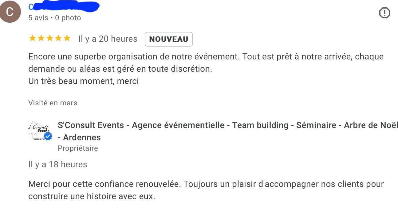 Encore une belle réussite signée S’Consult Events
“Tout est prêt à notre arrivée, chaque demande ou aléa est géré en toute discrétion… un très beau moment.”
C’est exactement notre vision de l’événementiel :
anticiper, s’adapter, et vous laisser profiter pleinement de votre moment.
Merci pour votre confiance renouvelée.
C’est toujours un plaisir de construire des événements qui vous ressemblent.
Vous avez un projet ? Parlons-en.
#sconsultevents #successtory #ardennes #fier #events #eventplanner