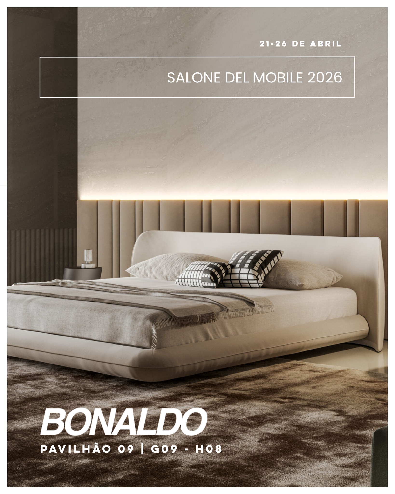 Milão 2026: A Design-Minder convida-o para uma semana de novidades!
De 20 a 26 de abril de 2026, Milão torna-se o epicentro mundial do design com o Salone del Mobile e a Milan Design Week.
A nossa equipa estará presente nos stands e showrooms das marcas agenciadas, apresentando as novidades que vão inspirar os próximos projetos.
Reserve já a sua reunião connosco para garantirmos um tempo dedicado à apresentação exclusiva das novidades.
Salone del Mobile (21 a 26 de abril)
Bonaldo: Pavilhão 09 | Stand G09 - H08
Milan Design Week / Fuorisalone (20 a 26 de abril)
@bonaldospa: Via Larga, 16, Milano
Para reservar o seu horário, envie uma mensagem privada ou utilize o link disponível no nosso perfil.