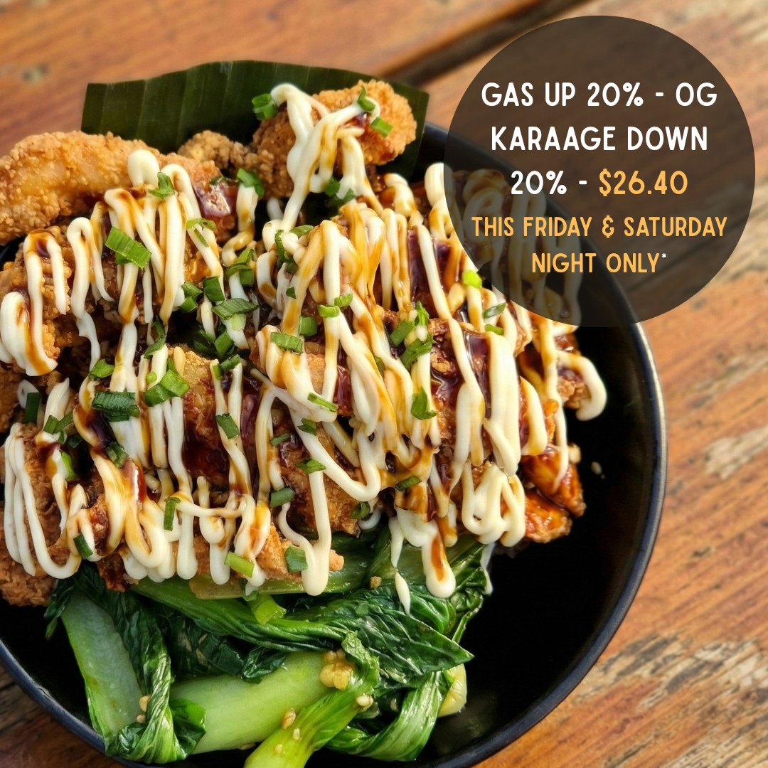 YUS! BLUE GINGER IS OPEN, Lunch and dinner 🍜
We have put together a few cheeky specials to see in the weekend. 🧐
GAS UP 20%🔺OG KARAAGE CHICKEN DOWN 20%* ✅
*This Friday & Saturday night only, limit one 20% OG KARAAGE per customer, then normal price. Available in-house or takeaway. Peace love and wet mungbeans. 💙
#whitianga #lunch #dinner