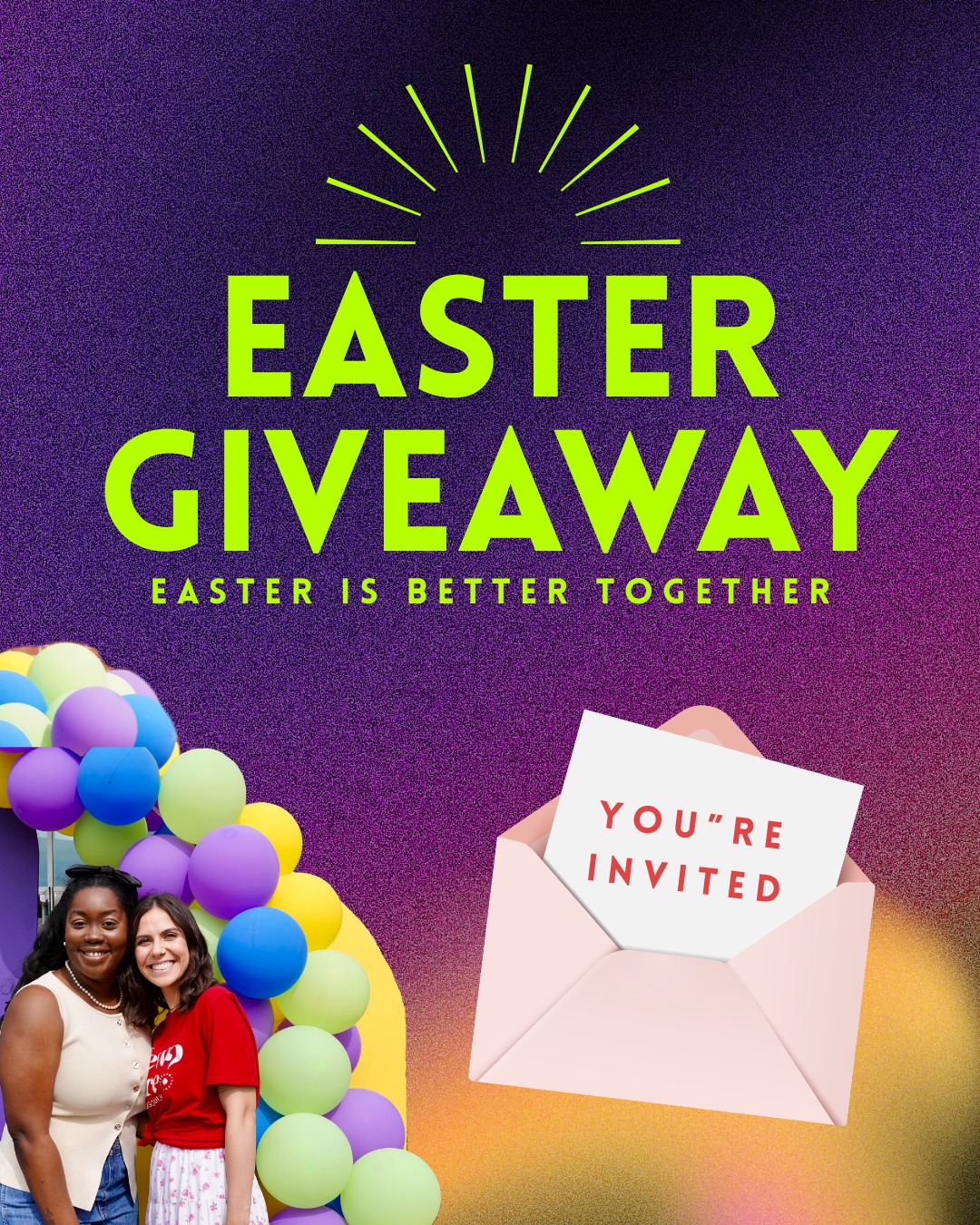 🐣 EASTER IS BETTER TOGETHER!
Tag a friend below 👇 to enter our Easter Giveaway!
You and your friend will BOTH be entered into a prize draw to win a $75 Target gift card 🎉
Each tagged friend = 1 entry
This giveaway is also combined with our Freedom Easter Sign Selfie Challenge!
📸 Bonus way to enter:
Spot a Freedom Church Easter yard sign around the city, snap a selfie with it, and post it to your Instagram or Facebook story. Don’t forget to tag @freedomraleigh!
Every story tag = an extra entry into the same prize draw!
Start tagging, start inviting, and start looking for those signs because Easter really is better together! ✝️
T&C's in comments