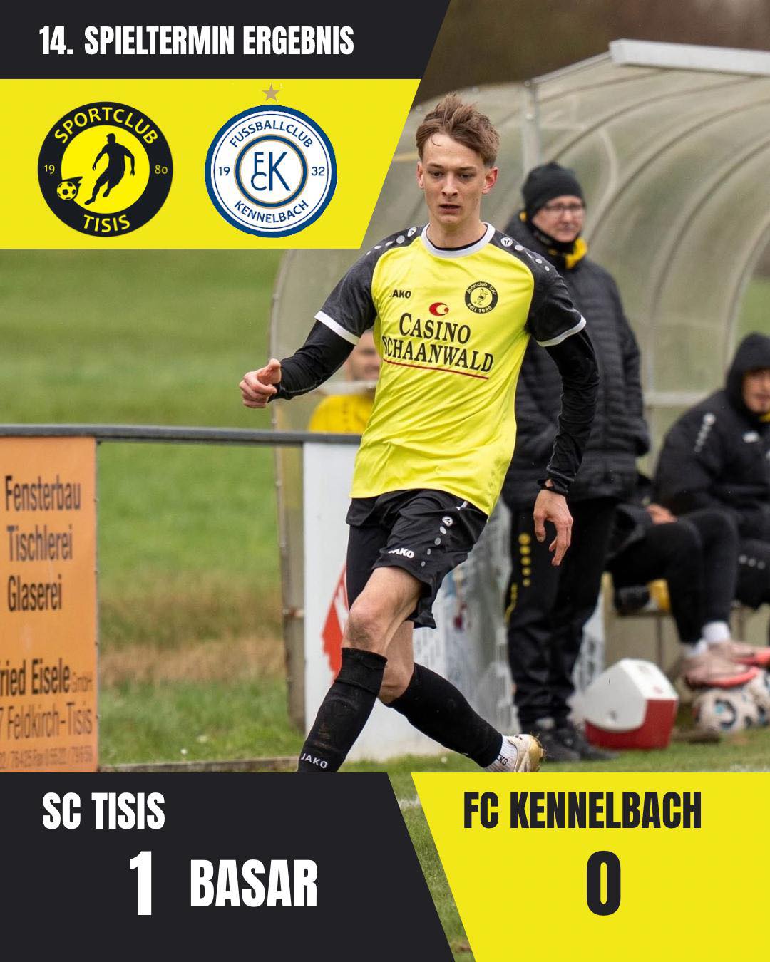 ⚽️ Erfolgreicher Auftakt in die Rückrunde! 🔥
Unsere Kampfmannschaft holt sich einen wichtigen 1:0 Sieg! 💪💛🖤
Die 1B muss sich leider knapp mit 3:2 geschlagen geben.
Ein riesiges DANKE an alle Fans für euer zahlreiches Kommen und die großartige Unterstützung! 🙌
So macht Heimspiel richtig Spaß! 💛
#SCTisis #Heimsieg #Rückrunde #DankeFans #Matchda