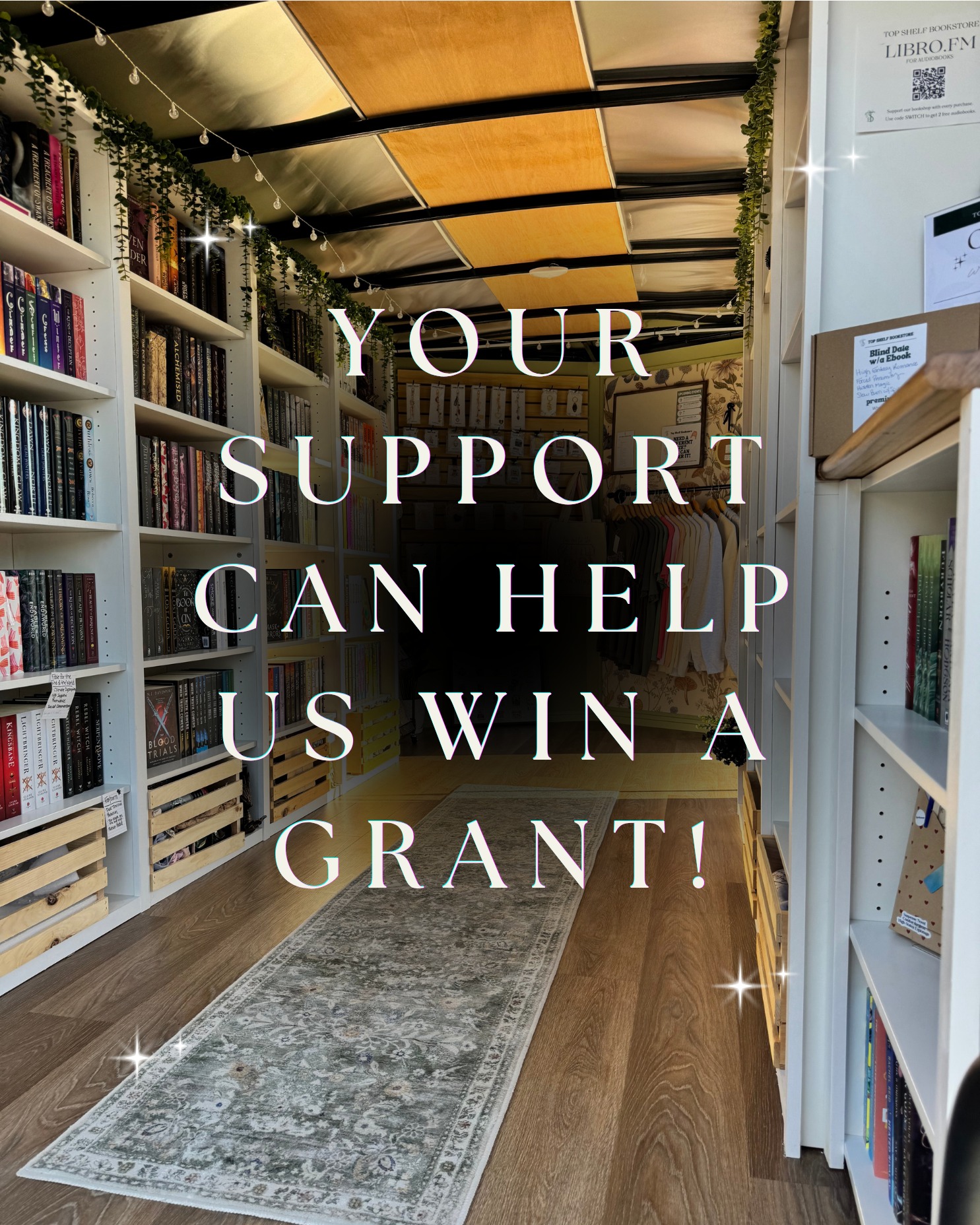 Hi everyone!
If you’re able, please take a moment to engage with this post to help our mobile bookstore stay in the running for a grant:
https://www.instagram.com/p/DWRX113lfGv/?igsh=a2J3d2k3OWFmdHMy
The post is pinned on our page. We have until April 1st! 🥰
We appreciate you more than you know!
.
.
.
.
.
.
.
#SupportSmallBusiness #books #community