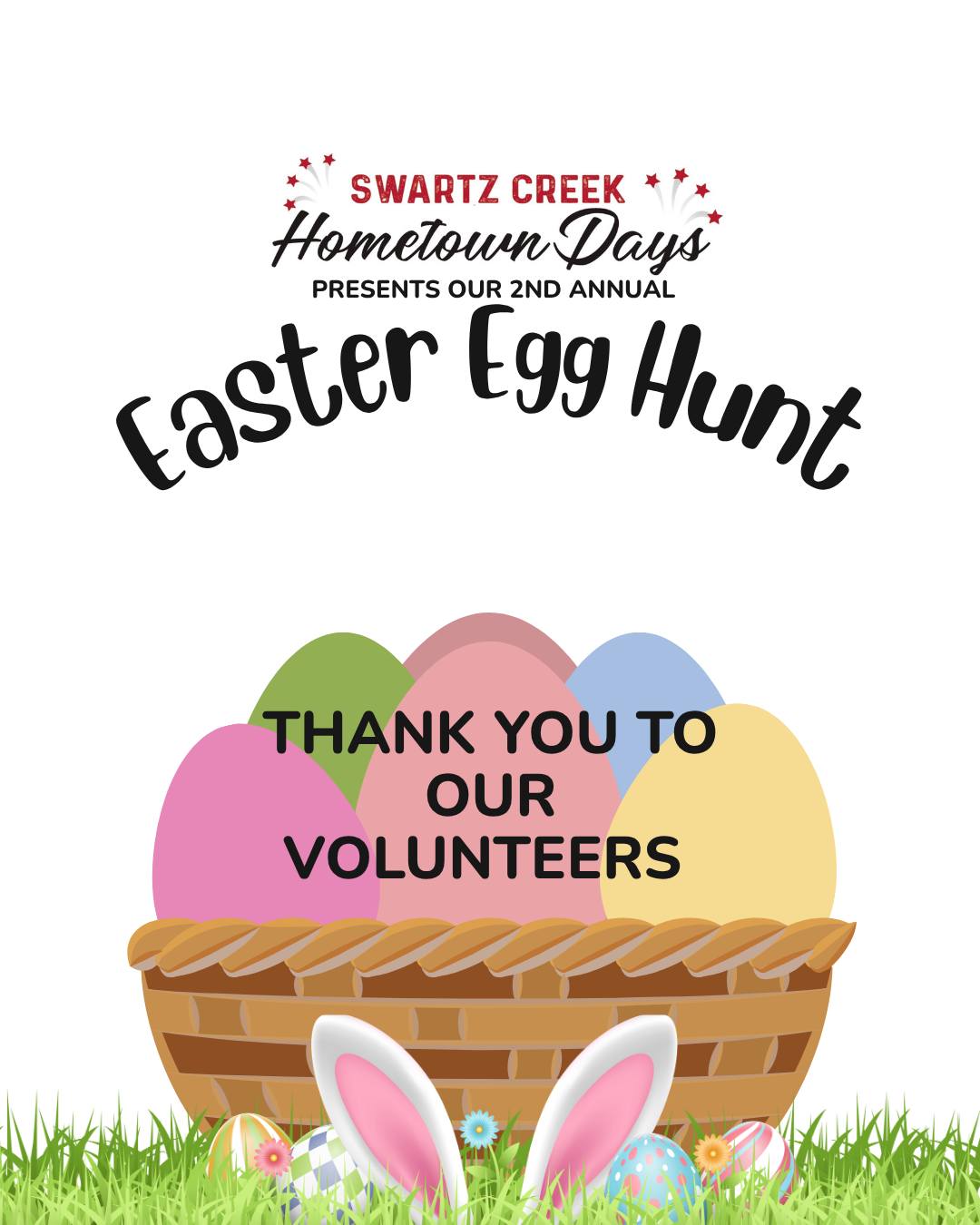 We would like to send a huge thank you to all of our volunteers who helped make our 2nd Annual Easter Egg Hunt such a success! Your time, energy, and dedication mean so much to us and our community!