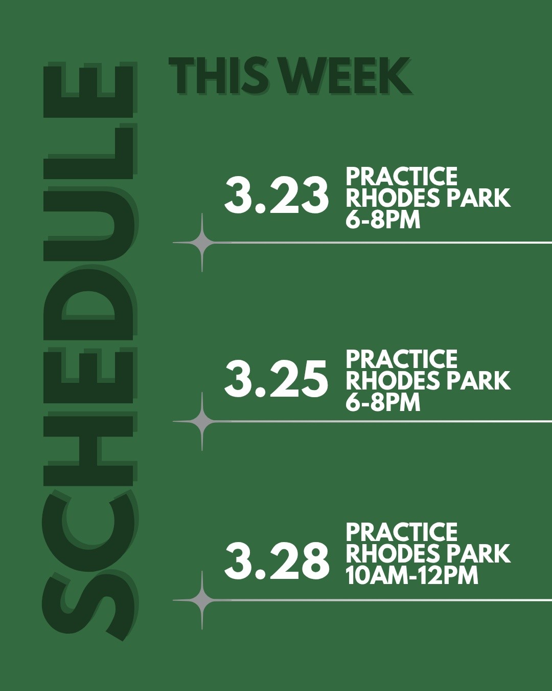 Practices continue this week, and we're less than two weeks away from our first game!! Still deciding if you should come out and join us? You should! No experience needed. We'll also be doing scrimmages at or Saturday practices to get ready for game day 🏉. See you on the pitch! 📣