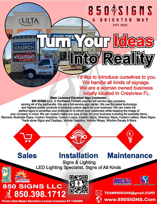 If you would like a custom sign,
please give us a call or text or email
and our awesome team can definitely take care of you!
( text ) or ( call ) 850.398.1712
TEAM850signs@gmail.com
#850signs #signage #customsigns #businesssigns #signdesign #branding #outdoorsigns #interiorsigns #exteriorsignage #signageexperts #professionalsigns #signinstallation #signcompany #businessbranding #clearsigns #trustedsigns #customsignage #signsolutions #qualitysign #LEDChannelLetters #SignInstallation #SignService #destin #fortwaltonbeach #DeFuniakSprings #MaryEsther #Niceville #Valparaiso #Shalimar #CincoBayou