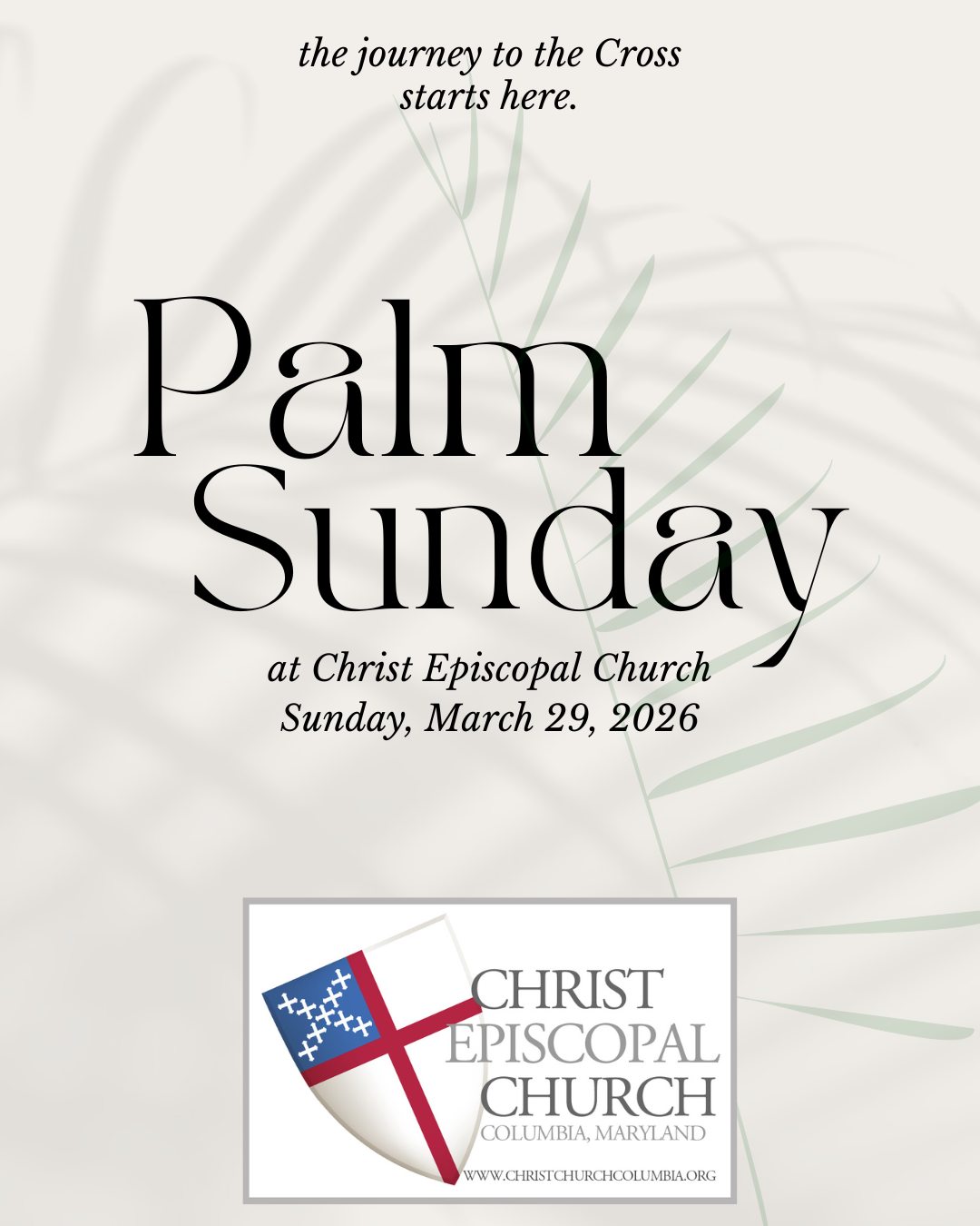 🌿 From the crowds in the streets to the hope in our hearts. Tomorrow, Palm Sunday, we’re celebrating a King who didn’t come to take over, but to take our place. Grab a palm branch and join us at Christ Church as we start the journey toward Easter.
We have three services on Palm Sunday morning:
�8:00 a.m. worship takes place entirely in Old Brick.
9:00 a.m. begins in the Great Hall, then process up the Narthex staircase into the New Brick sanctuary, which will include a special Palm Sunday service for kids with choir and readings.
10:30 a.m. begins in Old Brick with the Liturgy of the Palms, and then we all process to the New Brick sanctuary for the rest of the worship.
Gather with us at any of these.
And see our entire Holy Week and Easter schedule at https://www.christchurchcolumbia.org/holyweek
#palmsunday #PalmSunday #thejourneytoeaster #episcomd #columbiamdchurch #columbiachurches #hocomd #columbiamd #worshipwithus #allarewelcome