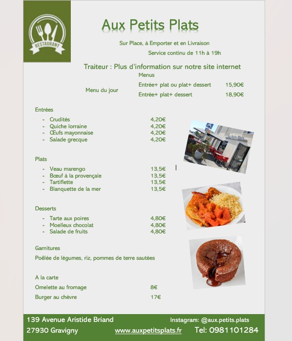 Menu du jour jeudi 26 mars.