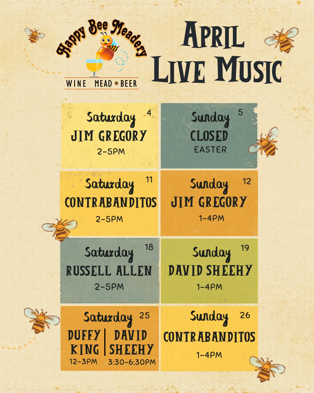 Music at Happy Bee Meadery 🎶 See who’s on the lineup, save the date, and swing by for live music and great mead, wine, beer! 🐝
#HappyBeeMeadery #LiveMusic #CaveCreekLiveMusic #LiveMusicCaveCreek