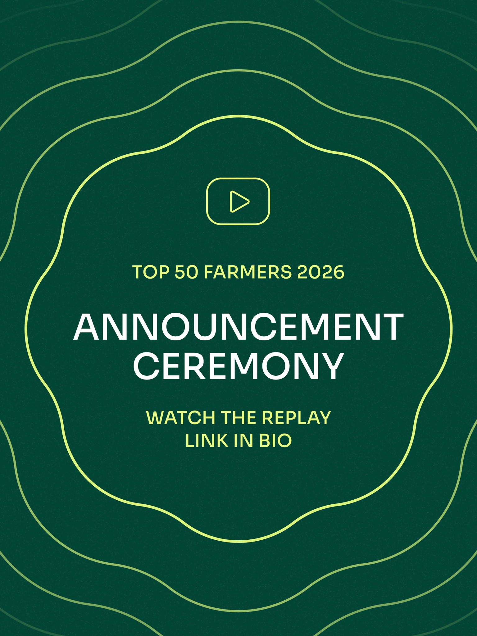 Did you miss the Virtual Announcement Ceremony? We've got you covered! The replay is now available through the link in our bio, and trust us, it’s worth the watch. 😉
During the ceremony, we:
🧑🌾 Unveiled the 2026 Top 50 Farmers
🌱 Shared the vision and ambition behind the Top 50 Farmers Program
🗣️ Heard powerful reflections from inaugural members shaping this growing global community
Watch the replay via the link in our bio and tell us in the comments which moment inspired you most. 👇
#top50farmers #t50f2026 #T50F #regenag #regenerativeagriculture #regenerativefarming #soilhealth #knowyourfarmer #futureoffarming #europe