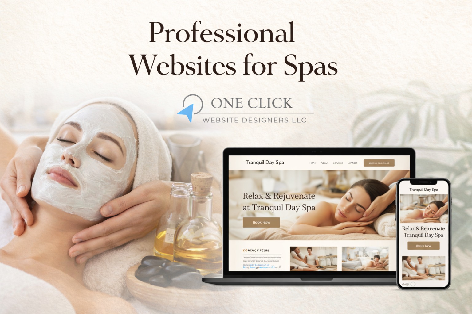 Your spa experience should start before your clients even walk in
A professional website helps you showcase your services, build trust, and allow clients to book appointments anytime.
At One Click Website Designers LLC, we create custom websites for spas that reflect your brand and help you grow your business
Online booking and contact forms
Service menus and pricing
Mobile friendly design
No upfront payment
If your spa is not online, you are missing potential clients every day
Get your free quote today
#SpaBusiness #WellnessBusiness #MassageTherapy #BeautyBusiness #WebsiteDesign #SmallBusiness #GrowYourBusiness #Entrepreneur #LongIslandBusiness