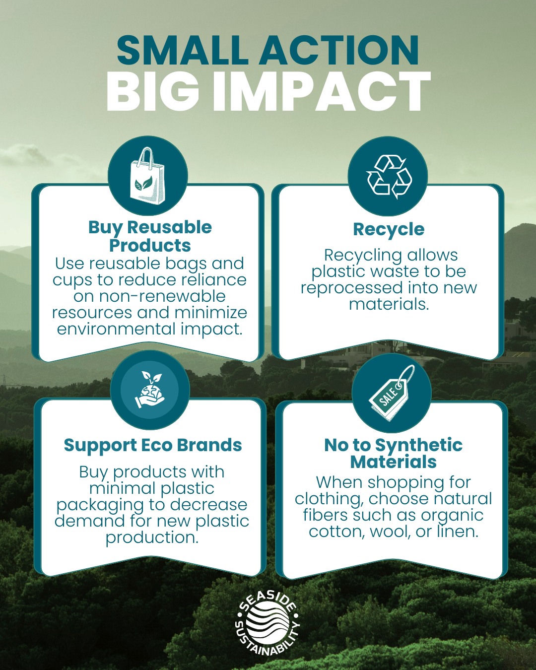 Small actions can make a big difference in saving our climate and reducing plastic pollution. Here are a few strategies:
-Choose Reusable Products: Opt for items like reusable bags and water bottles.
-Recycle: Properly recycle materials to reduce waste.
-Minimize Packaging: Select products with minimal or eco-friendly packaging.
-Avoid Synthetic Materials: Favor natural over synthetic materials when possible.
-By embracing these practices, we can all contribute to a healthier planet.
Source: Nrdc.org
#SeasideSustainability #Climatesafe #StopPlasticPollution