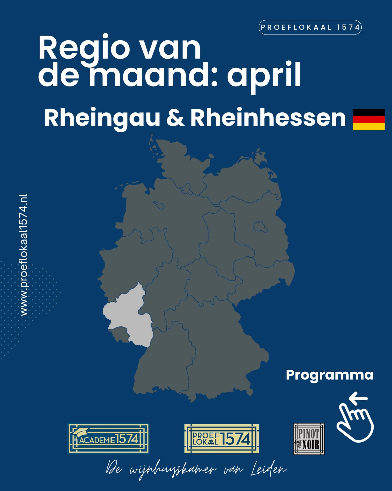 Nieuw maandthema: april 🍷
Deze maand nemen we je mee naar Rheingau en Rheinhessen 🇩🇪 . Misschien minder bekend, maar juist daarom des te leuker om te ontdekken. Verwacht verrassende wijnen, bijzondere stijlen en druiven die je niet snel verwacht uit deze regio.
Extra bijzonder: onze vriend en tevens wijnmaker Carl Ehrhard komt op 2 april langs voor een exclusief wijnmakersdiner. Kom je snel langs? Wij hebben nog een paar plekjes vrij!
Onze chef is ondertussen druk bezig met een nieuw chef’s menu. En natuurlijk organiseren we op 24 april, na een succesvolle eerste editie, weer onze maandelijkse themaproeverij bij onze wijnwinkel Pinot&Noir. Ben jij er deze keer bij? Al met al genoeg redenen om langs te komen. Reserveer snel, want vol = vol. 🍇 Reserveren kan via onze website: proeflokaal1574.nl/evenementen.