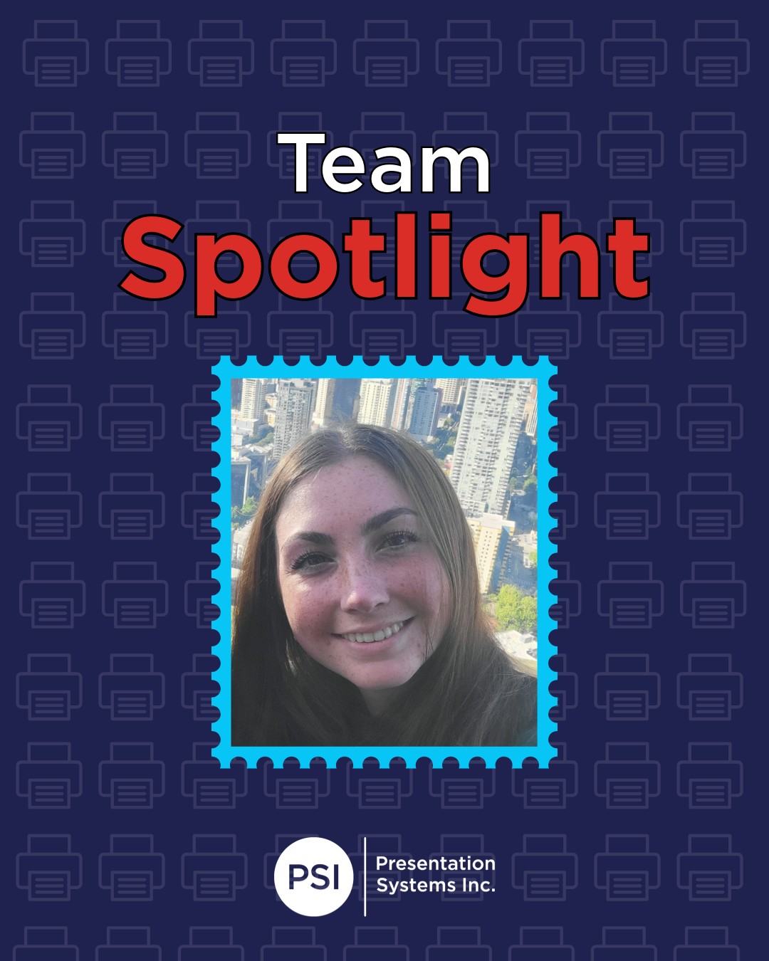 ✨ Team Spotlight: Marley ✨
Meet Marley, our Customer Service & Sales Specialist at PSI!
She’s been part of the team for almost 3 years and works closely with schools to support them with their poster printing needs. Marley has also traveled all over the country with the eColor, helping share what it can do with schools everywhere.
🥗 Favorite lunch: Caesar salad
🗺️ Fun fact: Marley has traveled across the country with the eColor and has sweatshirts from every state they’ve visited
We’re lucky to have Marley’s energy and dedication on the PSI team! 💙