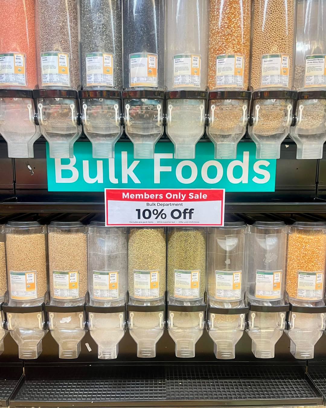 A reminder that all bulk products (except those pre-packaged) are currently 10% off for all members until the end of the month! Bulk is already a fantastic way to save, and this deal makes it even better 🥳