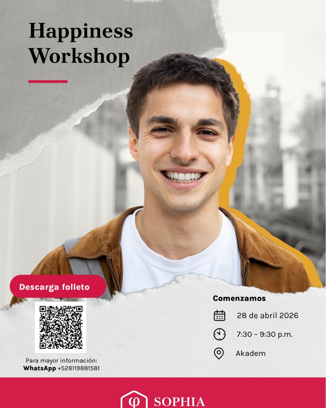 Buscar la felicidad suele ser la mejor forma de no encontrarla…
Entiéndela. Practícala. Vívela, desde la ciencia y la filosofía.
✨Happiness Workshop ✨
Un taller para salir del automático y pensar
–con más claridad– la vida que estás viviendo.
Para mayor información link en BIO o entra a: bit.ly/HwPre
#felicidad #plenitud #bienestar #happiness mindfulnes