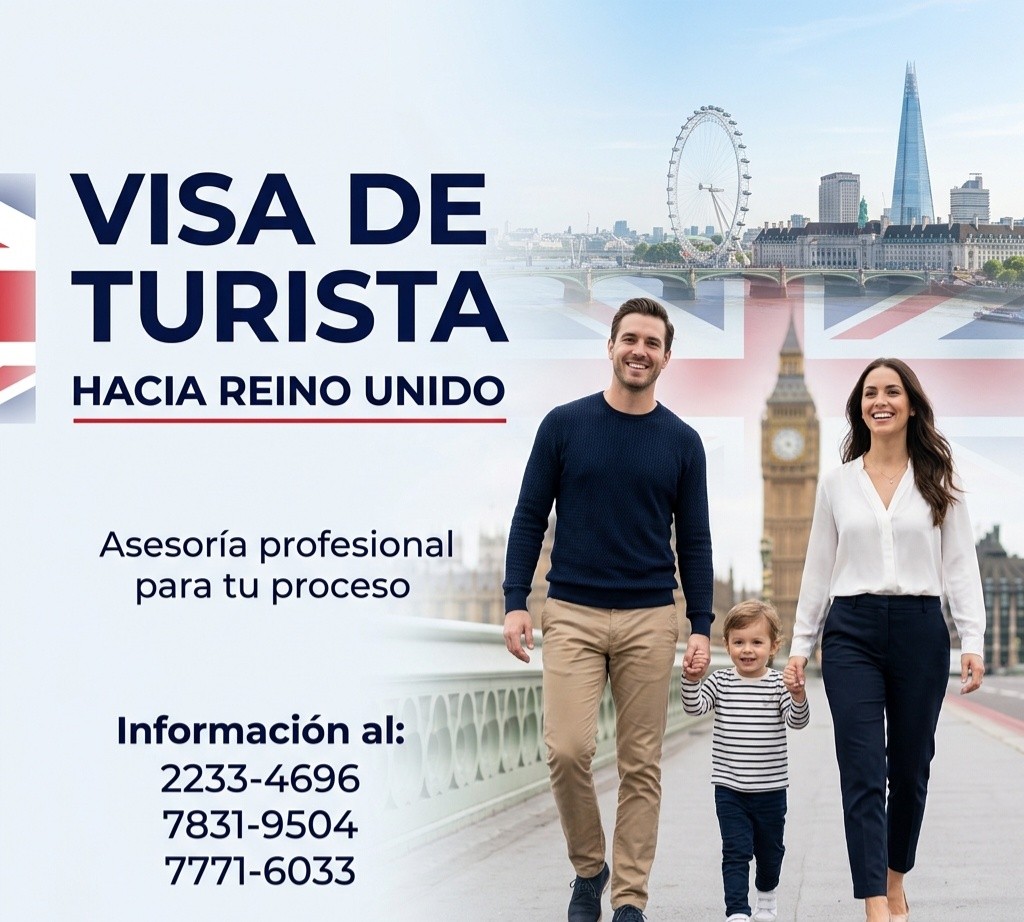 🇬🇧✨ ¿Quieres viajar al Reino Unido como turista?
En Legal Visa te ayudamos con tu trámite de visa de turismo para Reino Unido, asesorándote paso a paso, revisando tus documentos y completando tu aplicación correctamente para que viajes con confianza y seguridad.
📌 Recuerda: la decisión final la toma la Embajada, pero una buena asesoría puede hacer la diferencia.
📞 Contáctanos hoy al 2233-4696, 7831-9504 o 7771-6033 y comienza tu proceso.
¡Londres te espera! 🇬🇧✈️