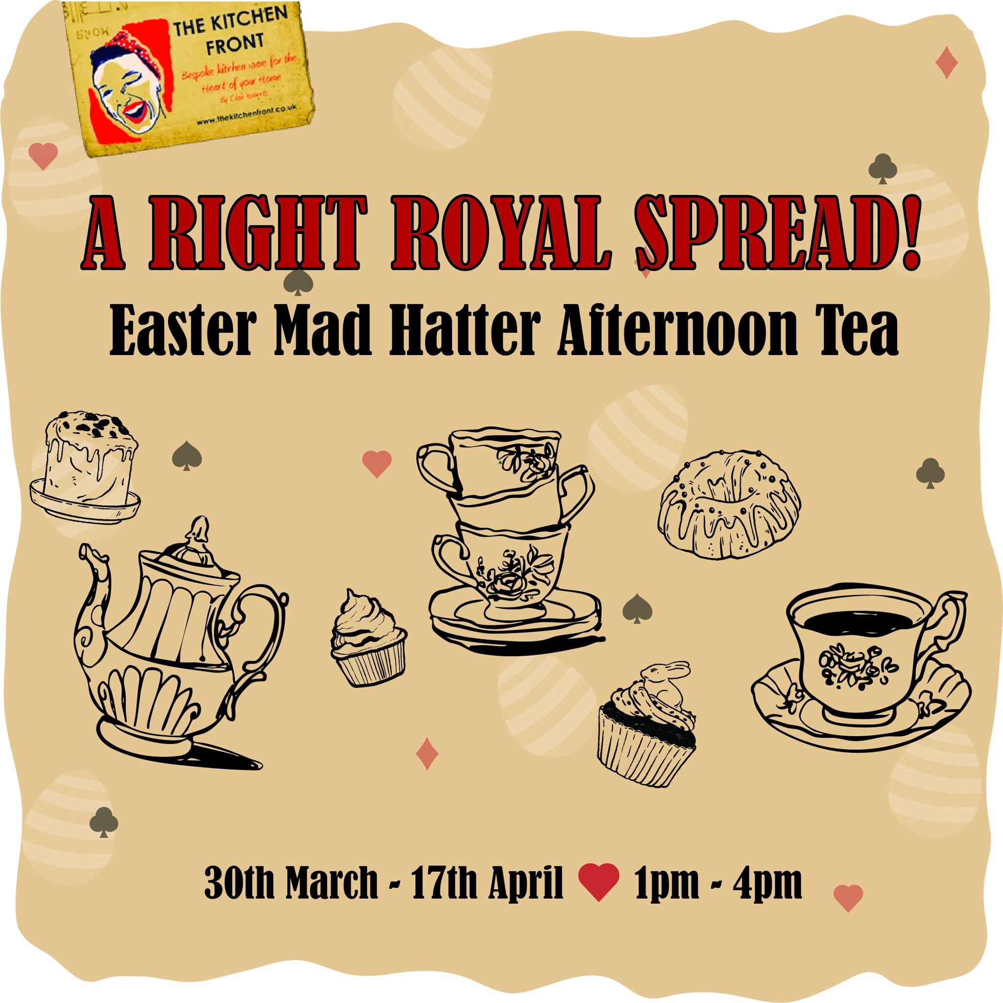 Easter Mad Hatter Afternoon Tea 🫖✨
Step into a world of 1940s charm with a wonderfully whimsical twist this Easter…
Join us Monday to Friday, 1 - 4pm, starting from Saturday 28th March to 18th April for our Mad Hatter’s Afternoon Tea, a delightful mix of nostalgia, creativity and plenty of cake.
Expect an extravagant selection of “mad” sandwiches, homemade sausage rolls, 1940s recipe cakes and warm hot cross bunny scones, all served with proper tea or coffee ☕
Pop in for tea and cake from £5.50 or indulge in the full afternoon tea experience for £20pp.
Little ones are welcome too, with a traditional WWII-inspired Oslo menu available 🥪
A truly magical way to celebrate Easter, full of flavour, fun and a touch of nostalgia.
👆 Book your table via the link in our bio
#Easter #MadHatter #AfternoonTea #ArtsAndCrafts #VintageTearoom #TheKitchenFront