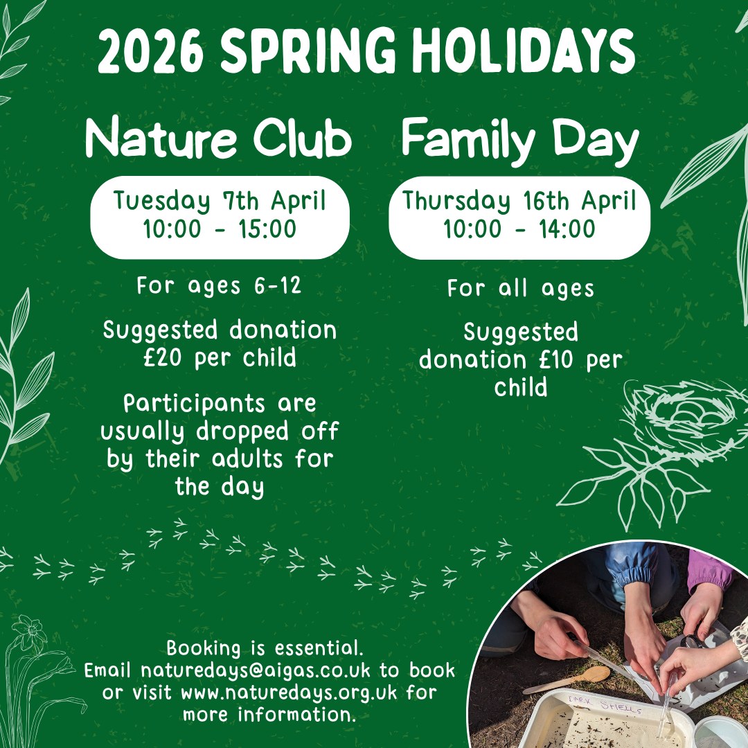 We're excited to announce the dates for our upcoming Nature Club and Family Day! Come along for a mixture of nature-based activities, crafts and opportunities to explore the Aigas estate.
7th April 2026 - Nature Club - Aigas Adventure
A day investigating the birds, bugs, and other wildlife that live at Aigas.
Nature Club is for ages 6-12 and runs from 10.00 - 15.00. Suggested donation of £20 per child.
🐦🐛
16th April 2026 - Family Day - Spring at Aigas
Join us to look for wildlife and take in the sights and sounds of spring.
Family Days are for all ages and run from 10.00 -14.00. Suggested donation of £10 per child.
🌱🌸
Booking essential! Please email naturedays@aigas.co.uk. We look forward to seeing you there!