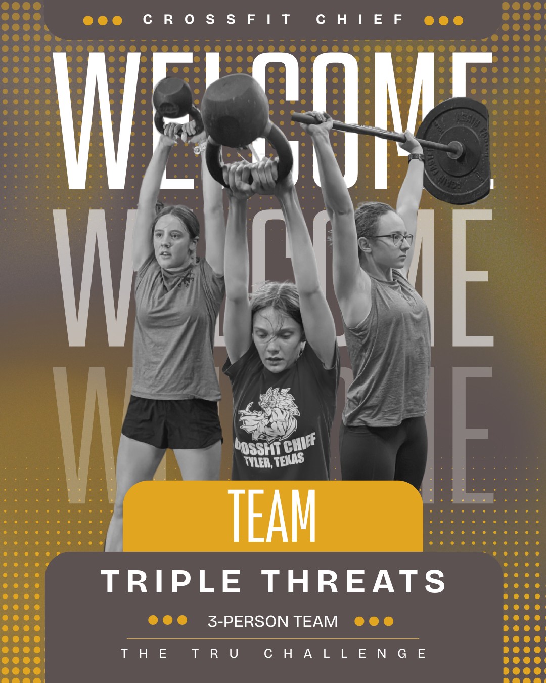 Introducing the first team for the TRU Challenge at CrossFit Chief- The Triple Threats! We can't wait to see them compete April 18th! Make plans to come watch, or register to compete by April 11th using the following link- https://competitioncorner.net/events/19367/details