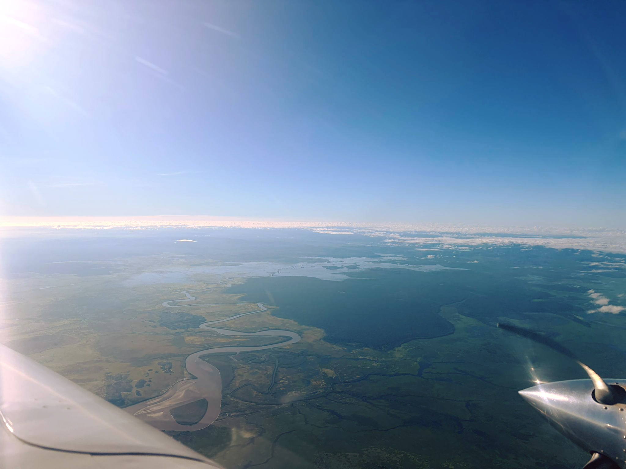 A fabulous shot of the overflowing Cahills Crossing from the distance.