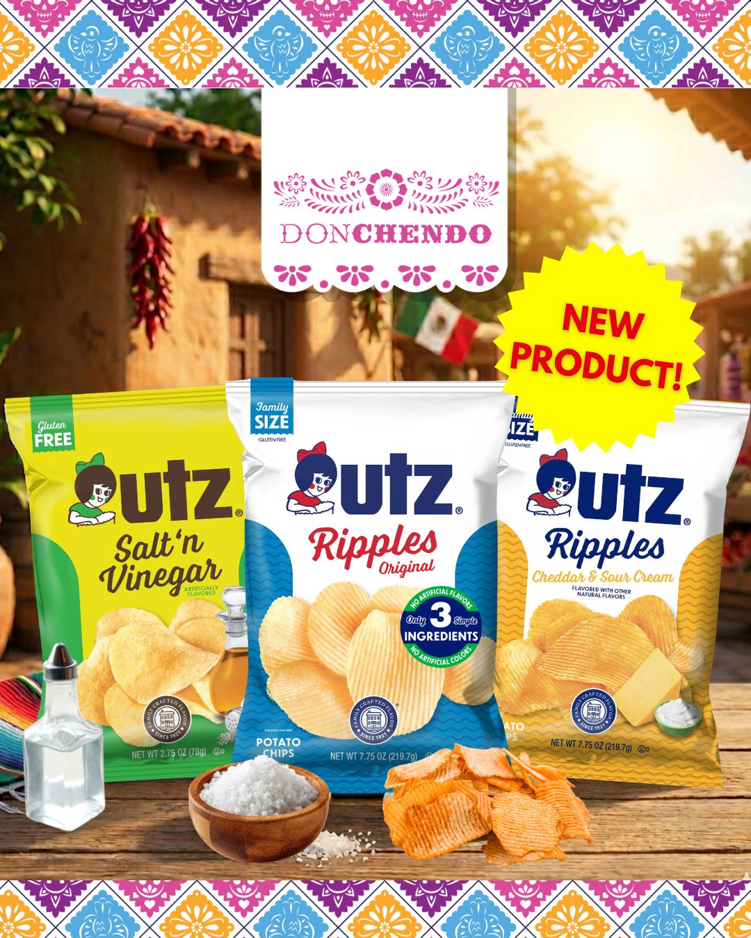 🌶️🥔 New crunch alert!
We’re now carrying UTZ Potato Chips – Salt & Vinegar, Ripple Cheddar & Sour Cream, and Ripple Original. Perfect for snacking, sharing, or pairing with your favorite Mexican flavors! Available at Don Chendo.
Available for retail & wholesale.
.
.
.
#DonChendo #UTZChips #SnackTime #MexicanFlavors #RetailAndWholesale #BurnabyEats #SnackGoals #FlavorsOfMexico #SnackLovers #PotatoChips #FoodieCanada #SnackAttack #PicnicVibes #PartySnacks #CheddarLovers #SaltAndVinegar #SourCreamAndOnion #RippleChips