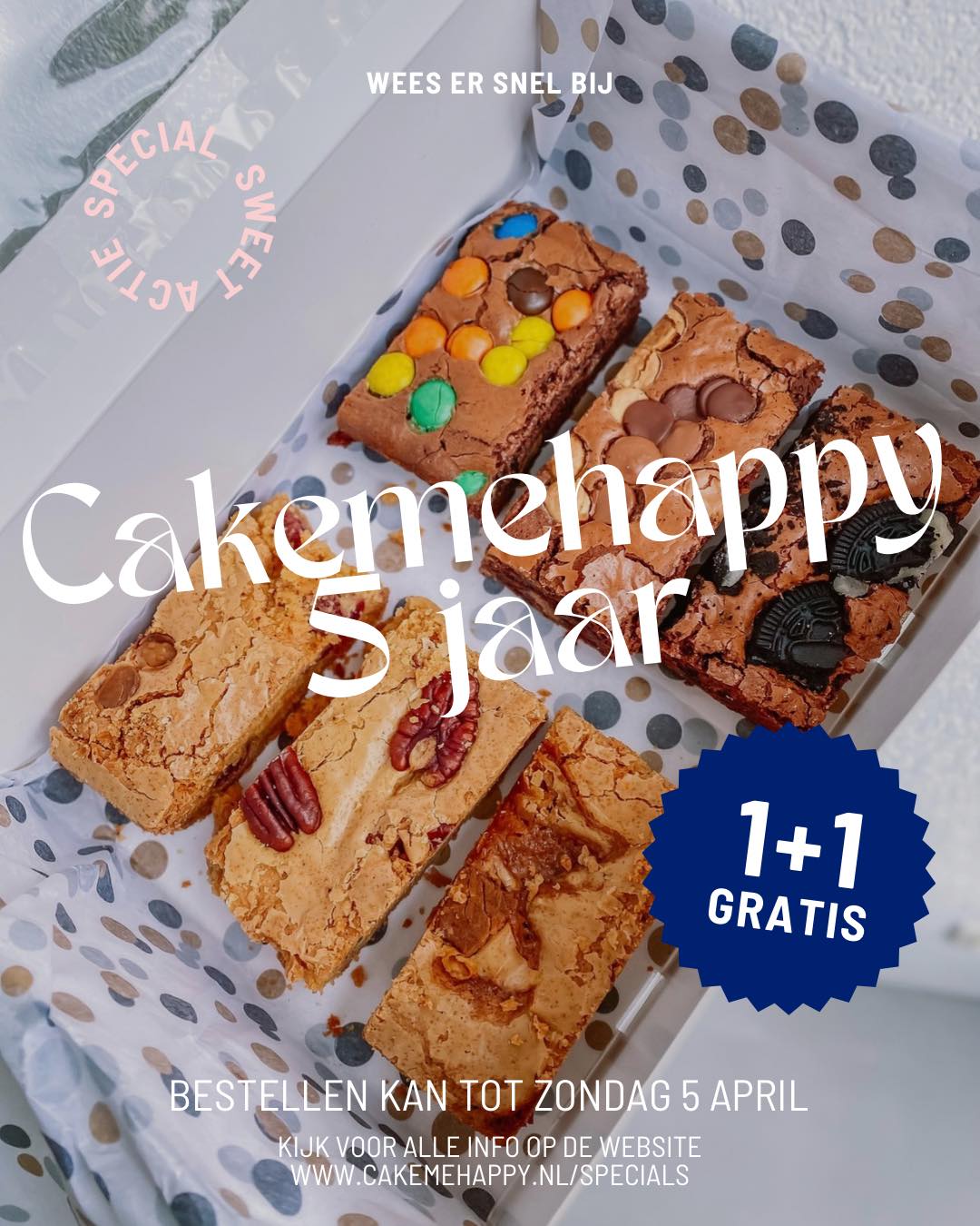 Stel je eigen Sweetbox samen én krijg er 1+1 gratis!!
.
Wie jarig is trakteert!
En daarom staat deze toffe actie klaar op de website… www.cakemehappy.nl/specials
.
Met wat voor lekkers ga jij je box vullen?
.
#glutenvrijesweets #11gratis #glutenvrijetips #cakemehappyglutenfree #cakemehappy5jaar