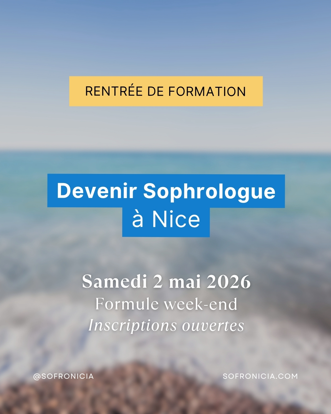 Rentrée formule week-end — Nice
Se former à son rythme, sans mettre sa vie professionnelle entre parenthèses. C’est exactement ce que permet la formule week-end.
Sofronicia ouvre sa nouvelle session de formation “Devenir Sophrologue” en formule week-end à Nice ; pour celles et ceux qui continuent leur activité en semaine et avancent vers leur nouveau métier le samedi.
🗓 Rentrée le samedi 2 mai 2026 — Saint-Laurent-du-Var
Une formation certifiante en sophrologie caycédienne, alliant pratique, vécu personnel et théorie, dispensée par une équipe pédagogique expérimentée.
Plus de 125 sophrologues formés en 10 ans. Et si vous étiez le prochain ?
Les inscriptions sont ouvertes, places limitées.
Toutes les infos sur sofronicia.com 🔗
#sofronicia #devenirsophrologue #formationsophrologue #sophrologienice #reconversionprofessionnelle #bienetre #sophrologiecaycedienne #nicecotedazur #formationweekend
