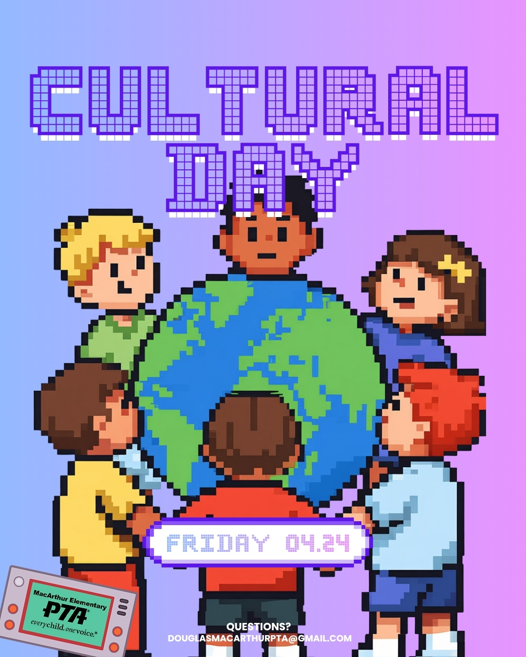 Culture in Bloom, Eagles — it’s Cultural Day! Spring is the perfect time to celebrate the traditions, stories, and roots that make our Eagle community so vibrant. Let’s bring our cultures to life across campus!
📅 Friday, April 24
🌎 Cultural Day Celebration
👕 Students are invited to wear clothing or accessories that represent their culture or heritage
🦅 Uniforms are always welcome — participation is optional
✨ Please remember: all outfits must follow LBUSD + MacArthur dress code guidelines
#GameOnMacArthur #MacArthurPTA #CulturalDay #SpringAtMacArthur #CelebrateDiversity #EaglePride #SchoolSpirit #MacArthurElementary #StrongerTogether