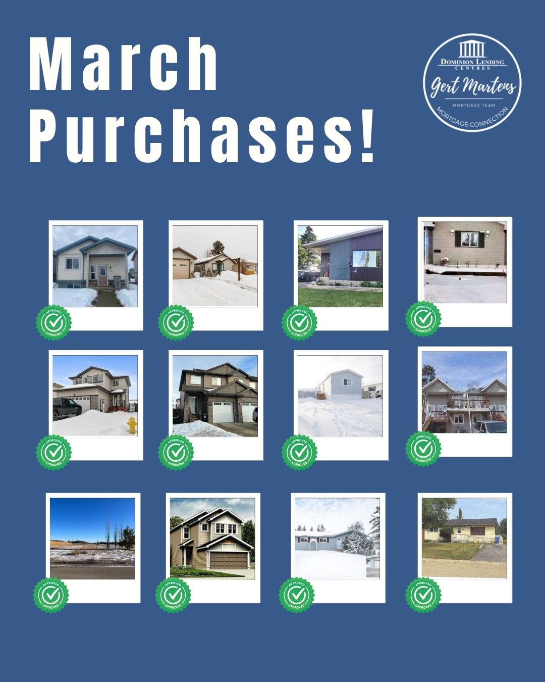 Congrats to all of our clients on their new homes in March! If you are hoping to buy this summer, now is the time to get your pre-approval started! Reach out to our team to get the process started!