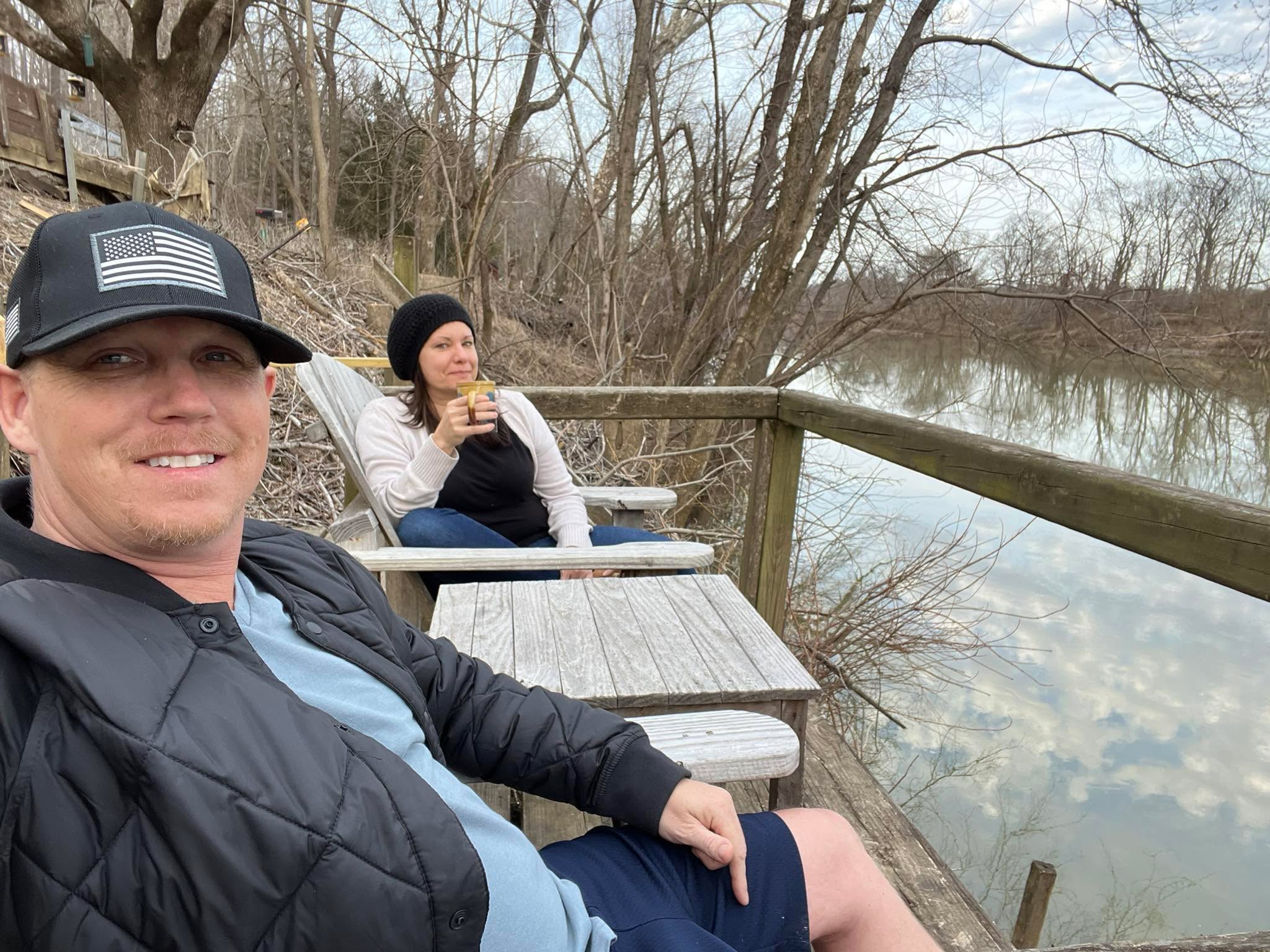 Resting with my best friend at our river sanctuary!