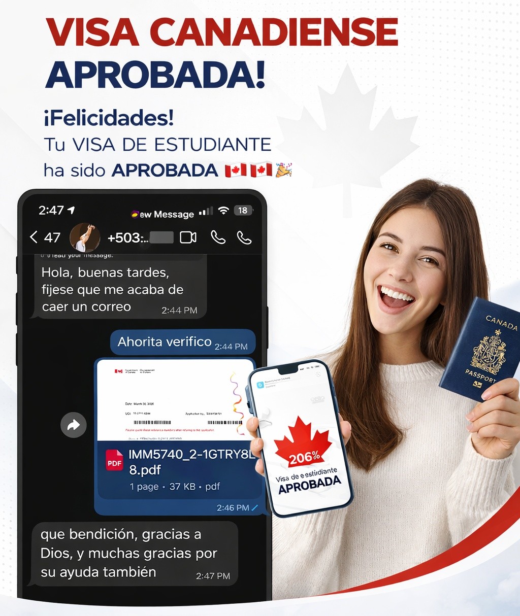 🎓🇨🇦 ¿Sueñas con estudiar en Canadá?
Hoy celebramos una nueva visa de estudiante aprobada 🙌🏼 Recuerda que la aprobación depende únicamente de la embajada, pero una asesoría adecuada puede ayudarte a presentar tu caso de forma correcta y sólida.
En Legal Visa te acompañamos en todo el proceso para que des este gran paso con seguridad ✈️
📲 Contáctanos hoy: 2233-4696 | 7831-9504 | 7771-6033